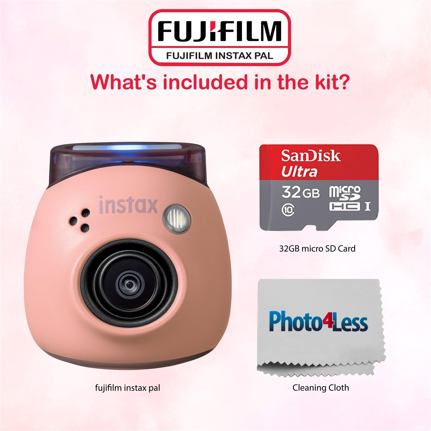 Foto 3 pulgar | Cámara Digital Fujifilm Instax Pal Rosa Empolvado Con Sd De 32 Gb - Venta Internacional.