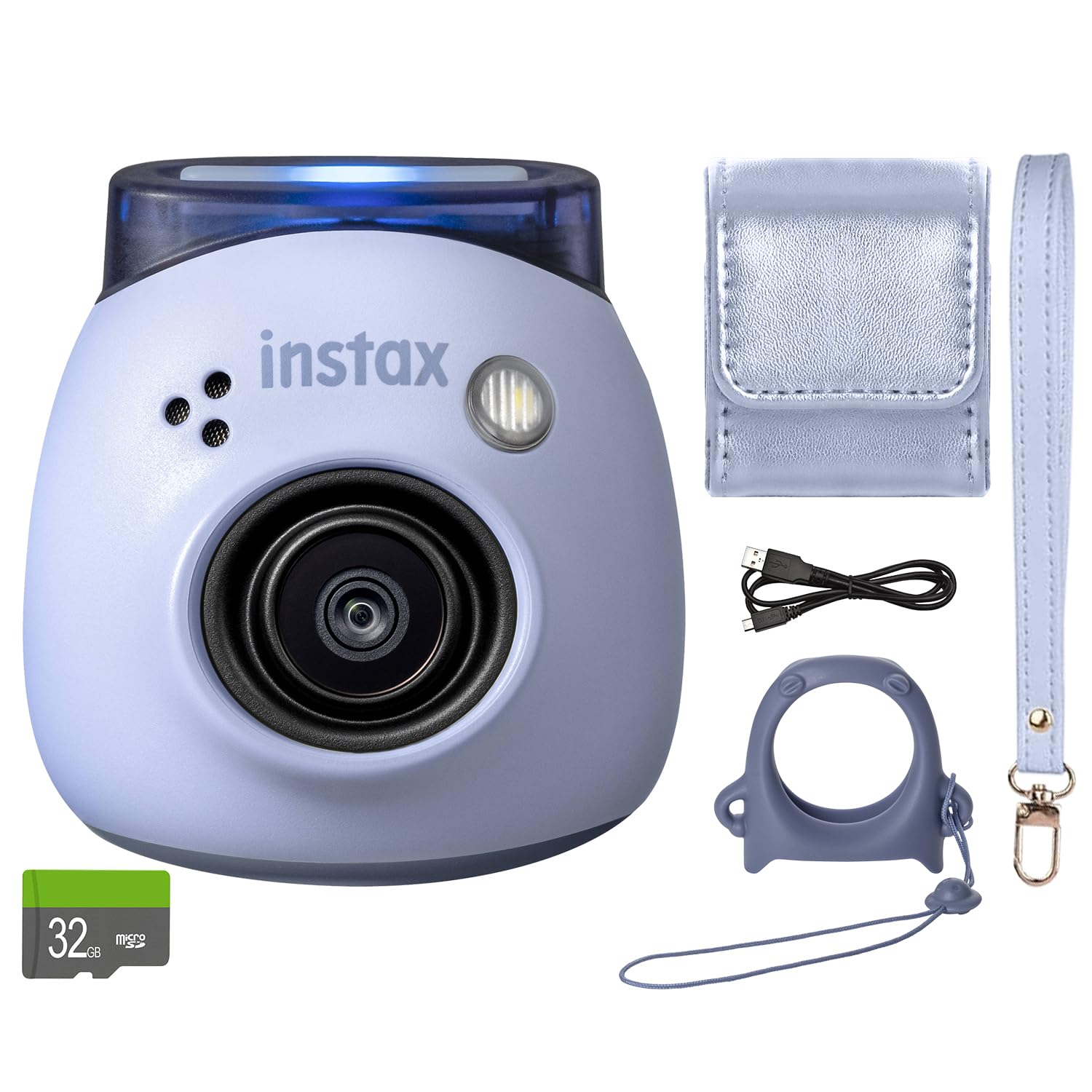 Foto 2 pulgar | Cámara Digital Fujifilm Instax Pal Azul Lavanda Con Funda De 32 Gb - Venta Internacional.
