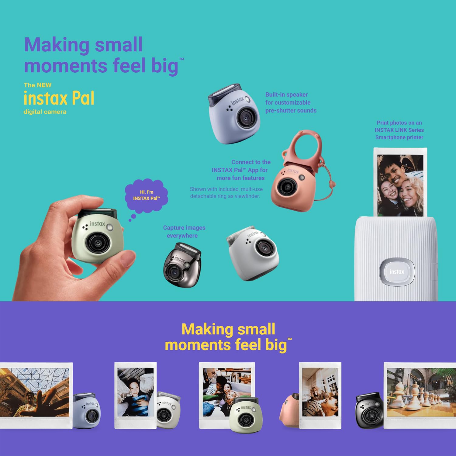 Foto 5 pulgar | Cámara Digital Fujifilm Instax Pal Azul Lavanda Con Funda De 32 Gb - Venta Internacional.