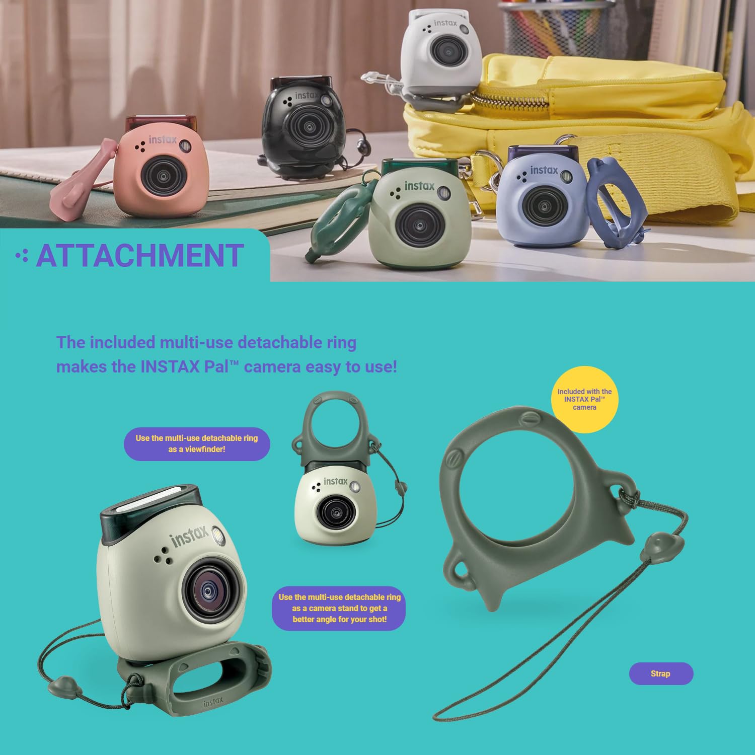 Foto 7 pulgar | Cámara Digital Fujifilm Instax Pal Azul Lavanda Con Funda De 32 Gb - Venta Internacional.
