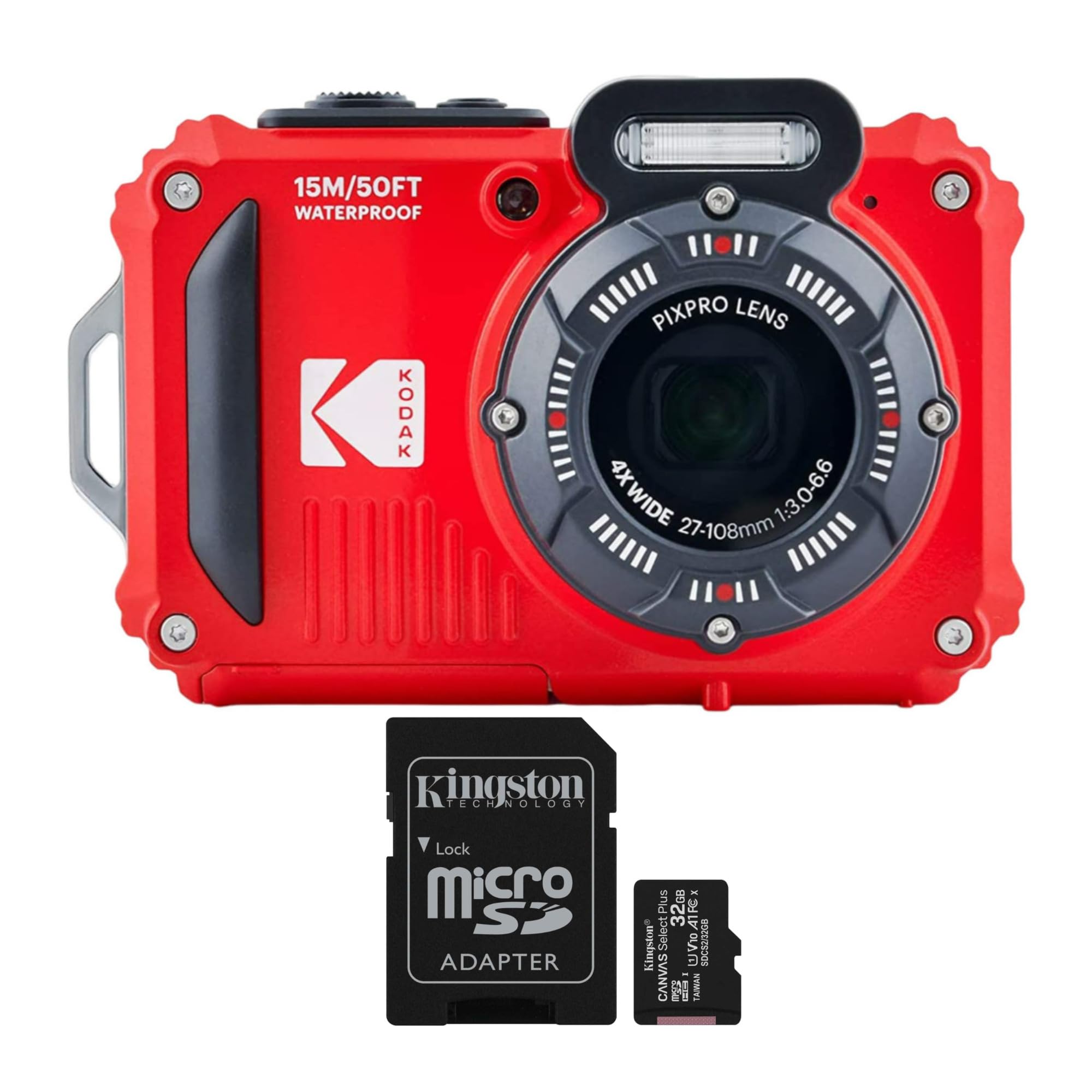 Foto 1 | Cámara Digital Kodak Pixpro Wpz2, Resistente Al Agua, 16 Mp, Roja - Venta Internacional.