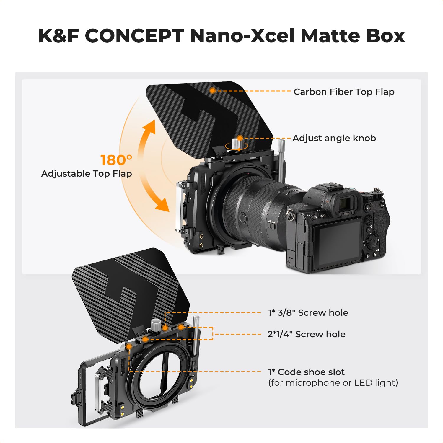Foto 2 | Matte Box K&f Concept Mini Con Bandera Superior De Fibra De Carbono - Venta Internacional.