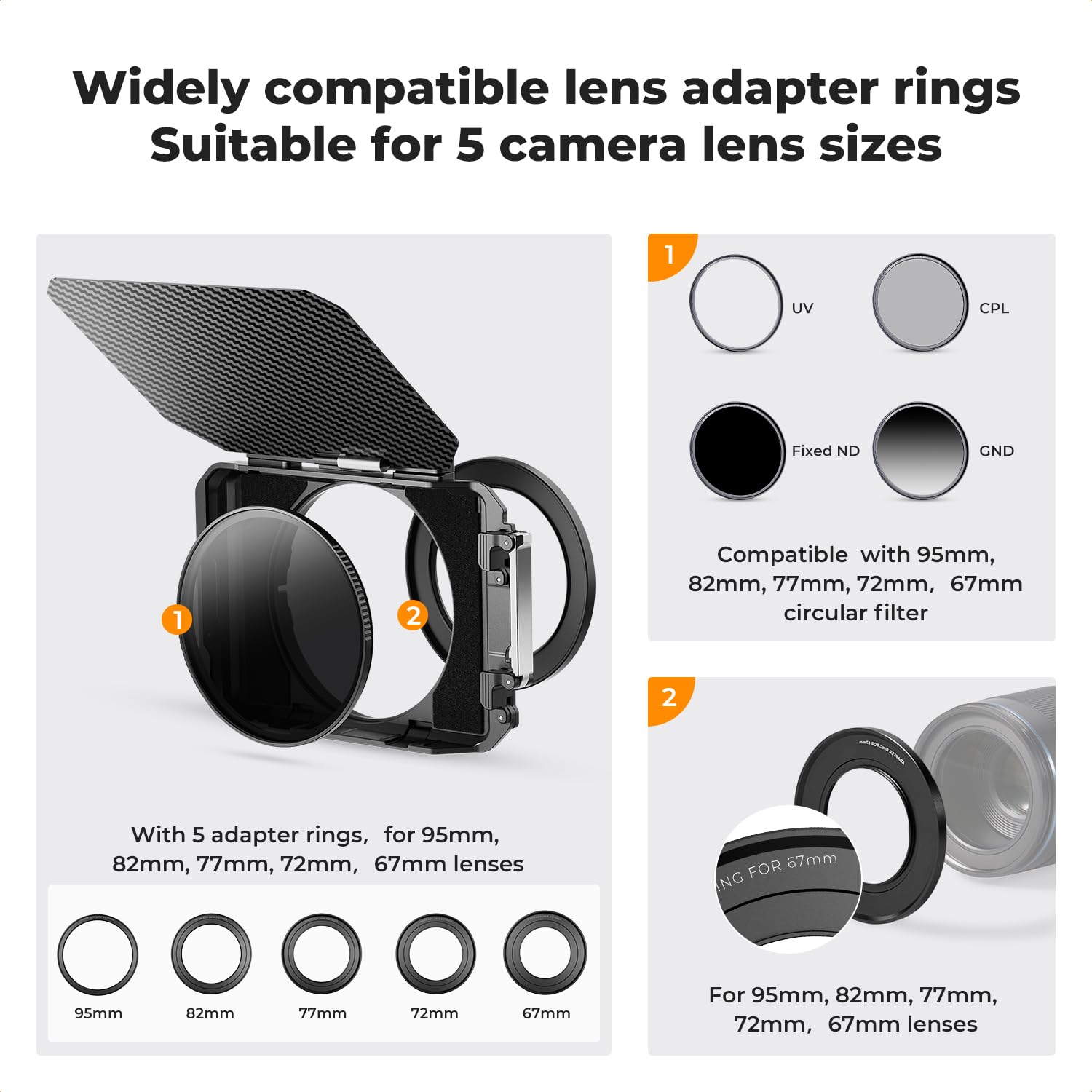 Foto 4 | Matte Box K&f Concept Mini Con Bandera Superior De Fibra De Carbono - Venta Internacional.