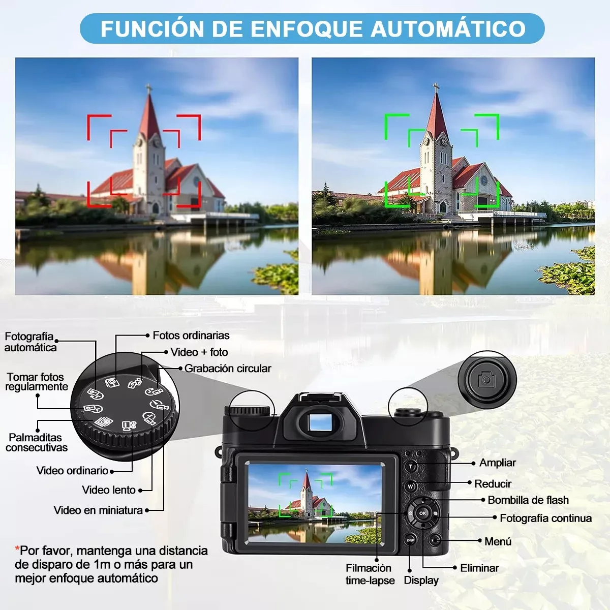 Foto 4 pulgar | Cámara Digital Autofocus 4k 56mp Rotación 180 Eo Safe Imports Esi-19536 Negra