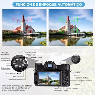 Foto 3 | Cámara Digital Autofocus 4k 56mp Rotación 180 Eo Safe Imports Esi-19536 Negra