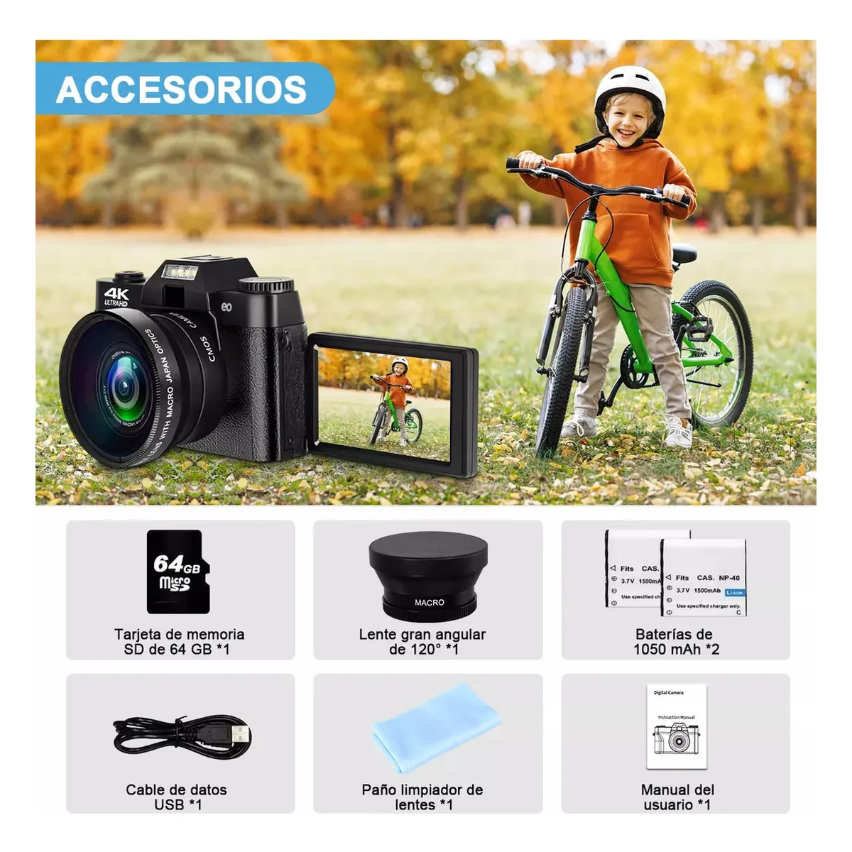 Foto 4 | Cámara Digital Autofocus 4k 56mp Rotación 180 Eo Safe Imports Esi-19536 Negra
