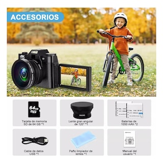 Foto 4 | Cámara Digital Autofocus 4k 56mp Rotación 180 Eo Safe Imports Esi-19536 Negra