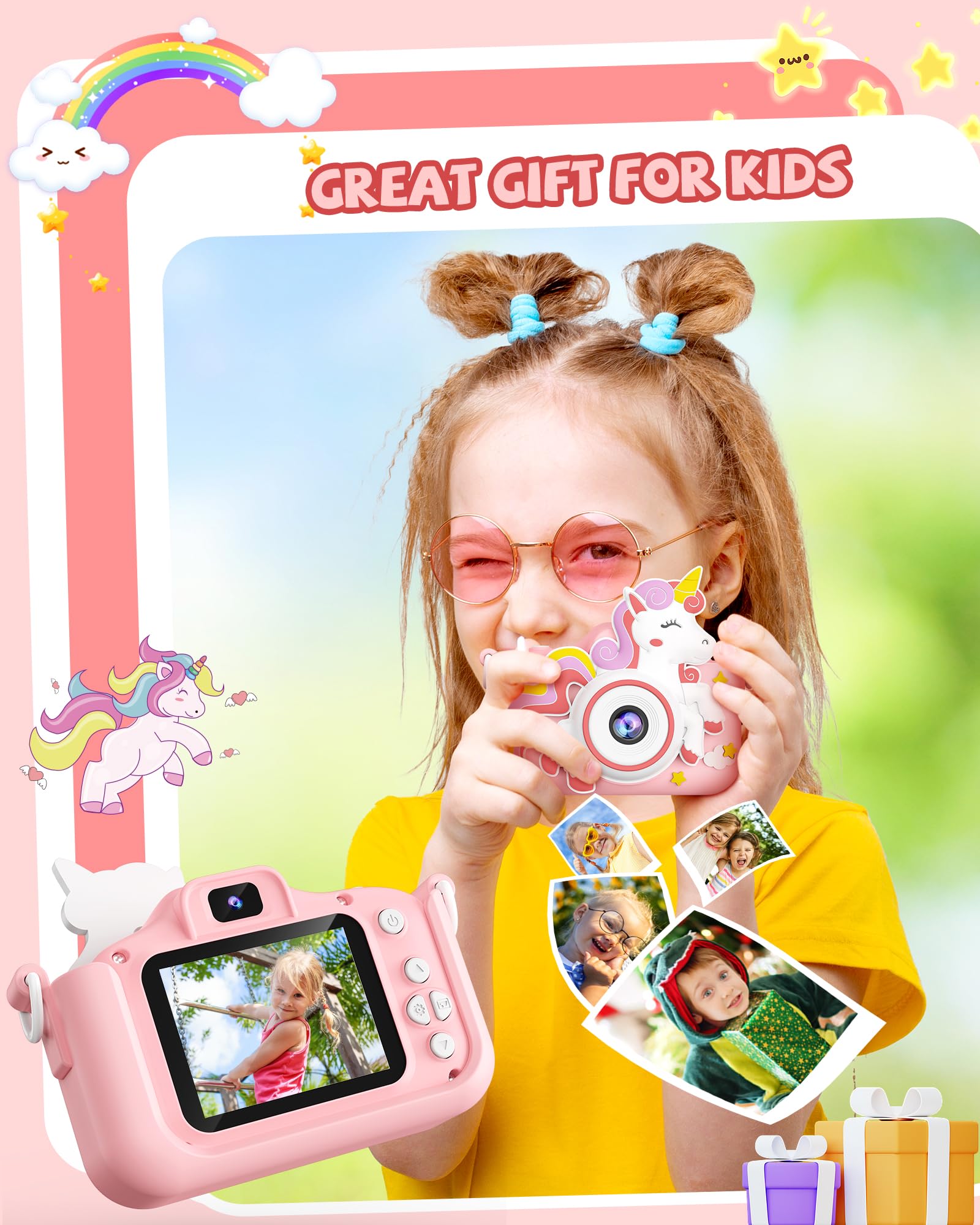 Foto 4 pulgar | Cámara Kikapabi Unicorn Kids Selfie 1080p Con Tarjeta Sd De 32 Gb Para Niños De 3 A 10 Años - Venta Internacional.