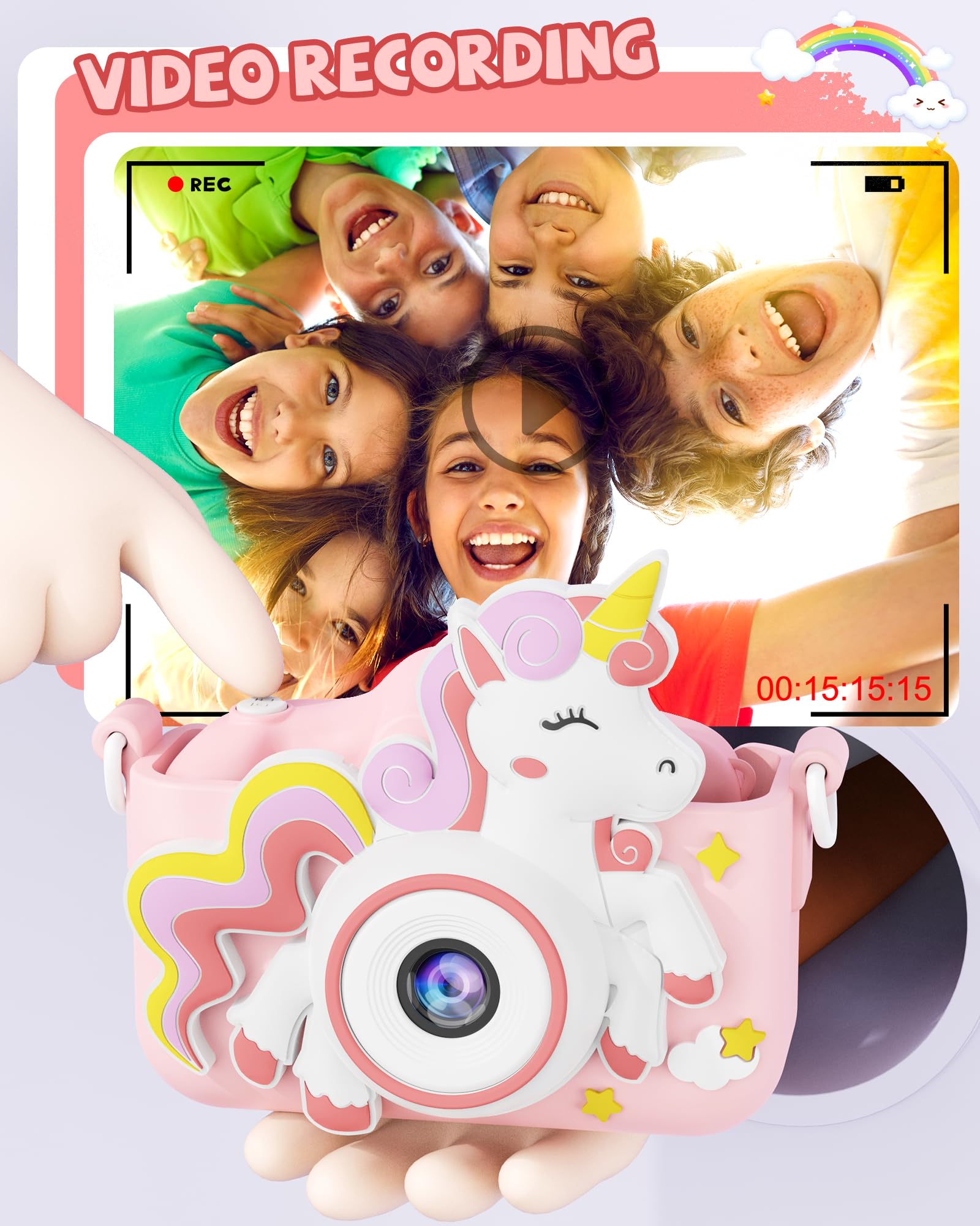 Foto 8 pulgar | Cámara Kikapabi Unicorn Kids Selfie 1080p Con Tarjeta Sd De 32 Gb Para Niños De 3 A 10 Años - Venta Internacional.