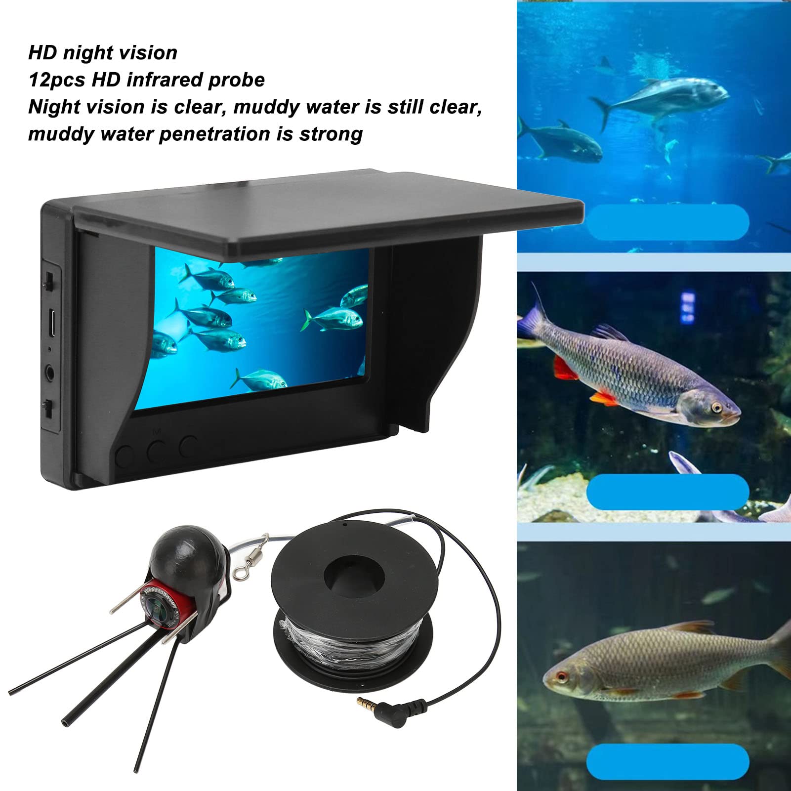 Foto 2 | Cámara De Pesca Submarina Ashata Hook Reveal Con Alta Definición De 4.3 Pulgadas - Venta Internacional.