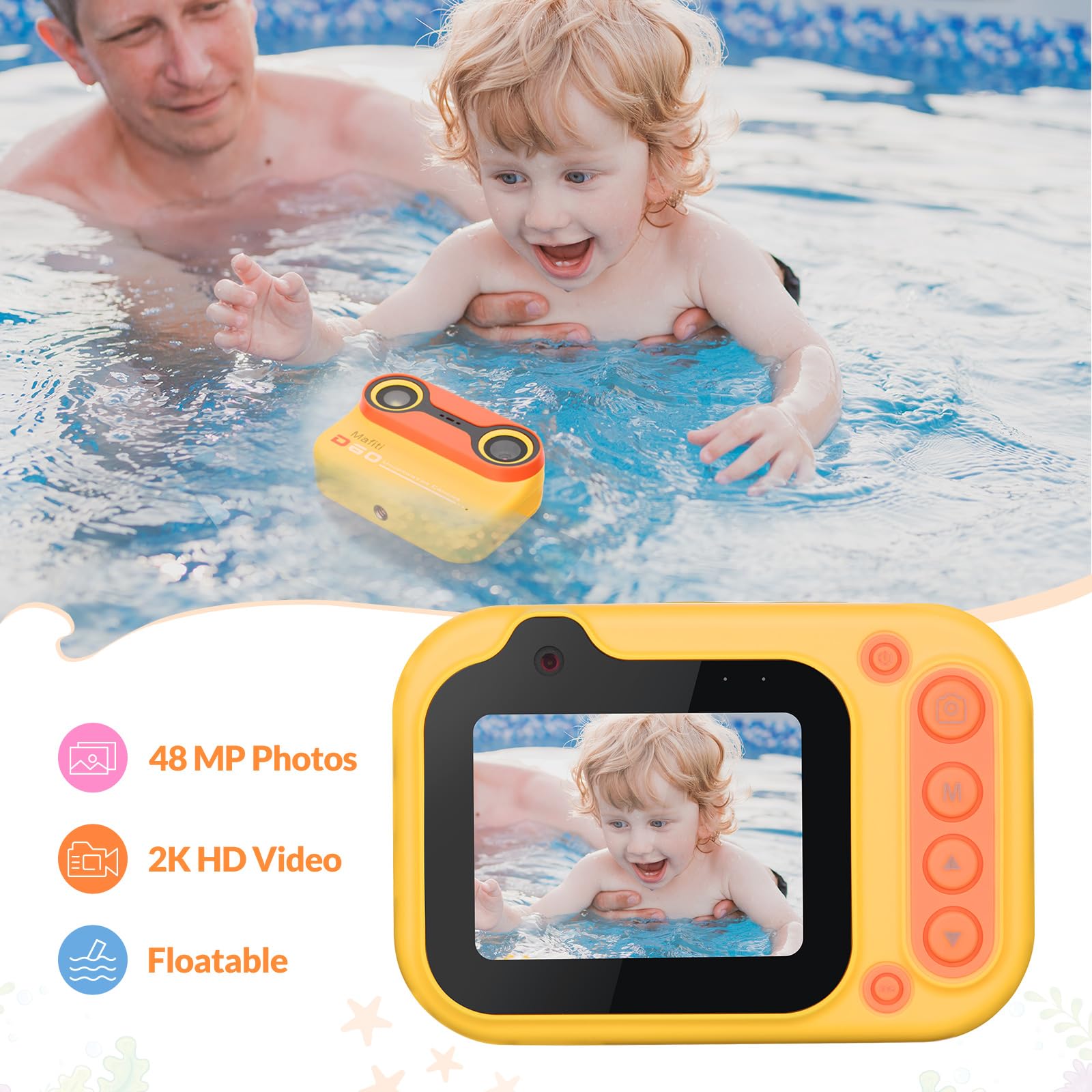 Foto 4 pulgar | Cámara Digital Impermeable Mafiti Kids De 48 Mp 1080p Con Tarjeta De 32 Gb - Venta Internacional.