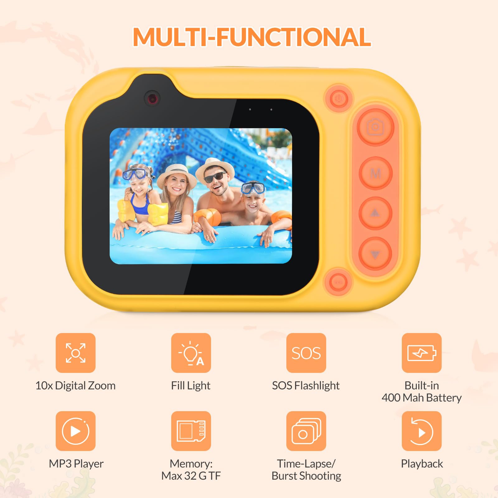 Foto 8 pulgar | Cámara Digital Impermeable Mafiti Kids De 48 Mp 1080p Con Tarjeta De 32 Gb - Venta Internacional.