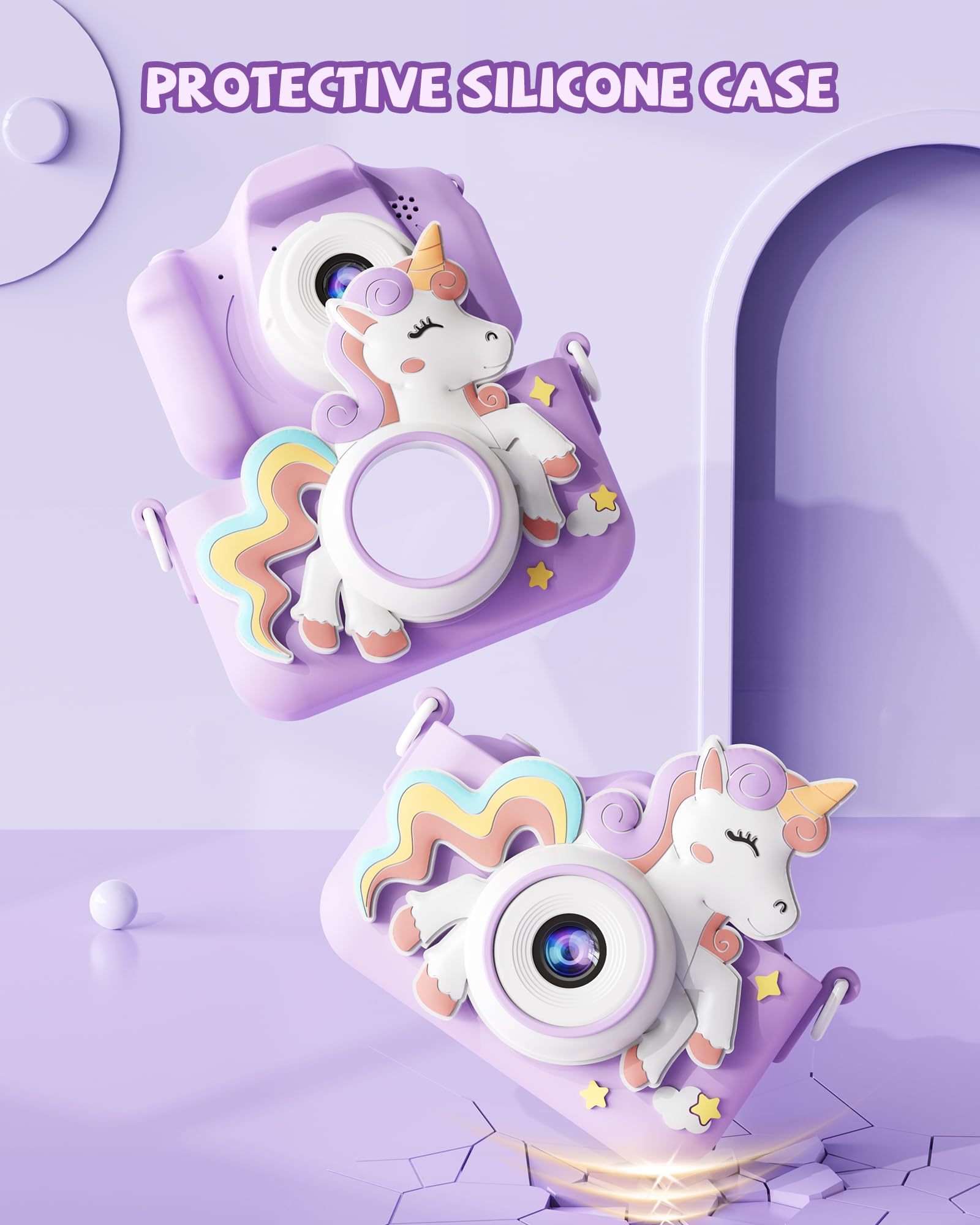 Foto 2 | Cámara Kikapabi Kids Unicorn Con Tarjeta Sd De 32 Gb Para Niños De 3 A 8 Años - Venta Internacional.