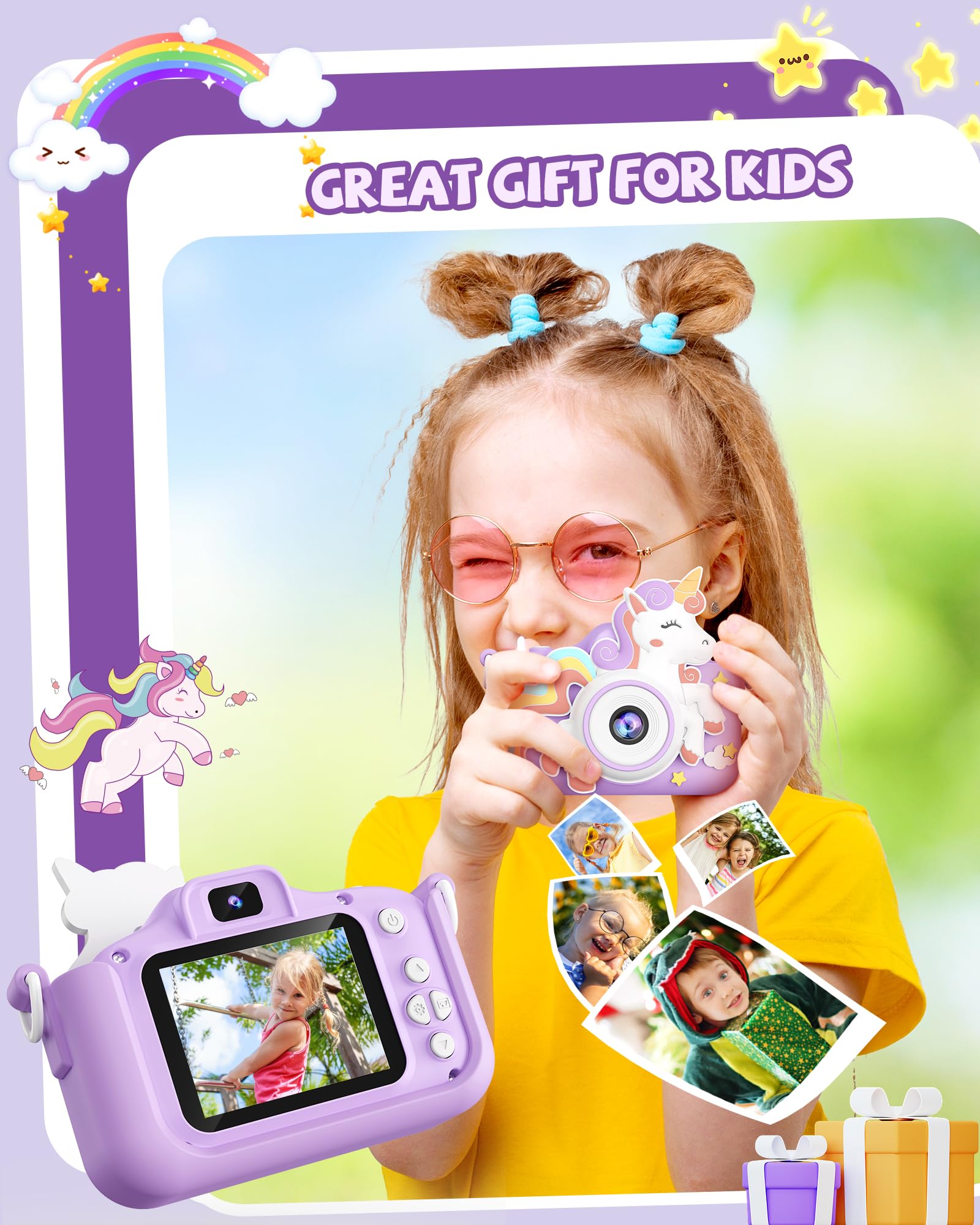 Foto 3 | Cámara Kikapabi Kids Unicorn Con Tarjeta Sd De 32 Gb Para Niños De 3 A 8 Años - Venta Internacional.