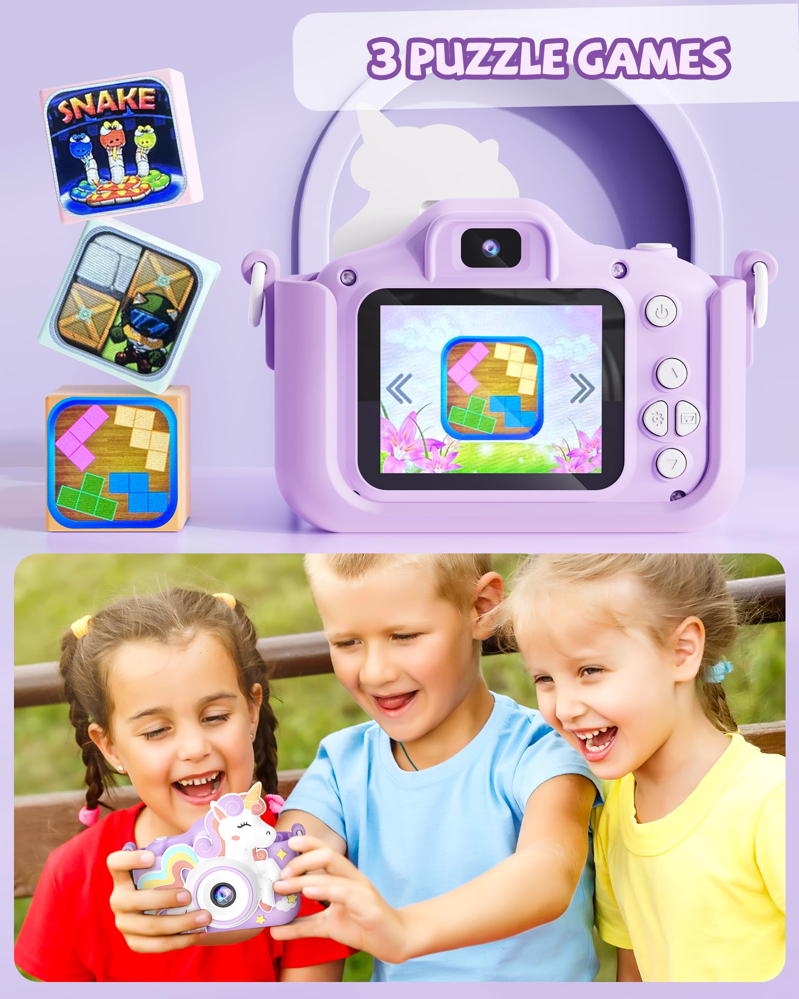 Foto 6 | Cámara Kikapabi Kids Unicorn Con Tarjeta Sd De 32 Gb Para Niños De 3 A 8 Años - Venta Internacional.