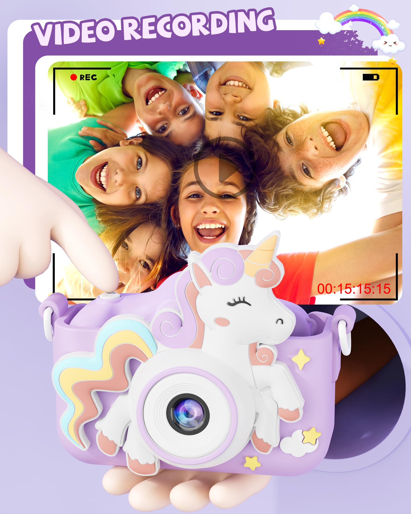 Foto 7 | Cámara Kikapabi Kids Unicorn Con Tarjeta Sd De 32 Gb Para Niños De 3 A 8 Años - Venta Internacional.