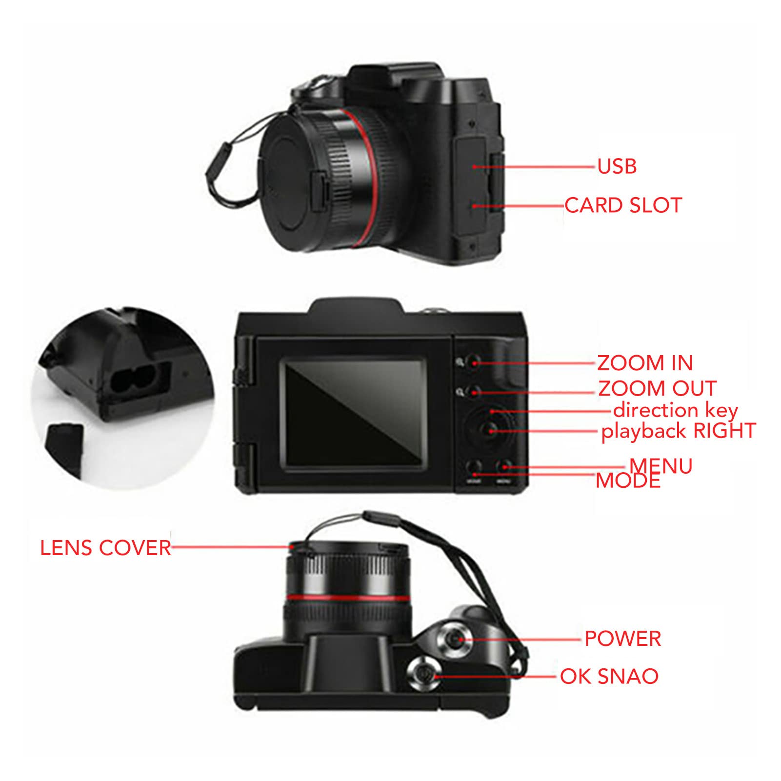 Foto 5 pulgar | Videocámara Digital Ashata 16mp 16x 1080p - Venta Internacional.