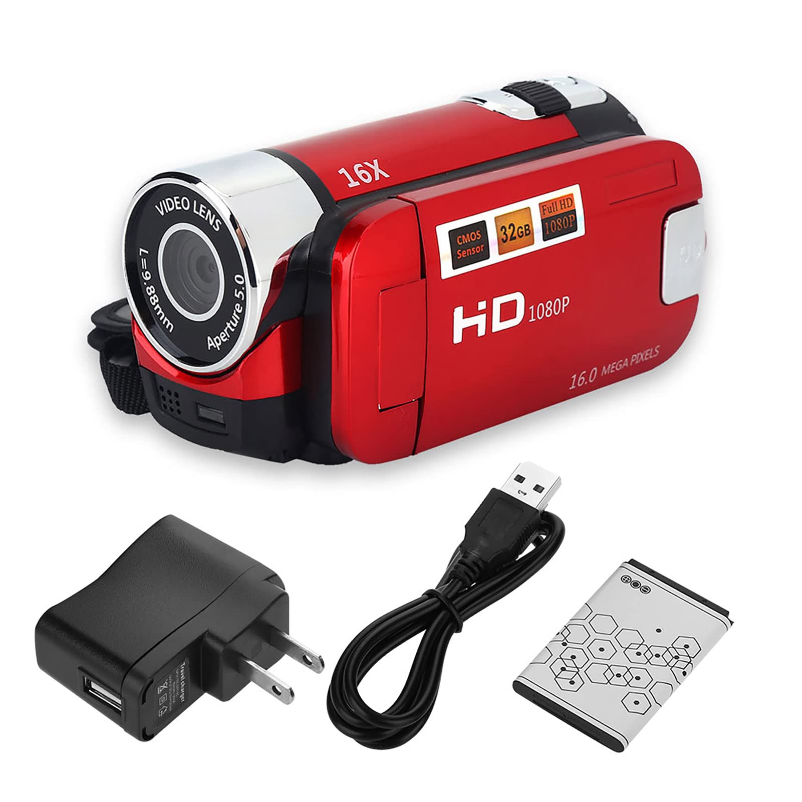 Foto 1 | Videocámara Fosa Video Dv Full Hd 16x Vintage Handycam Roja - Venta Internacional.