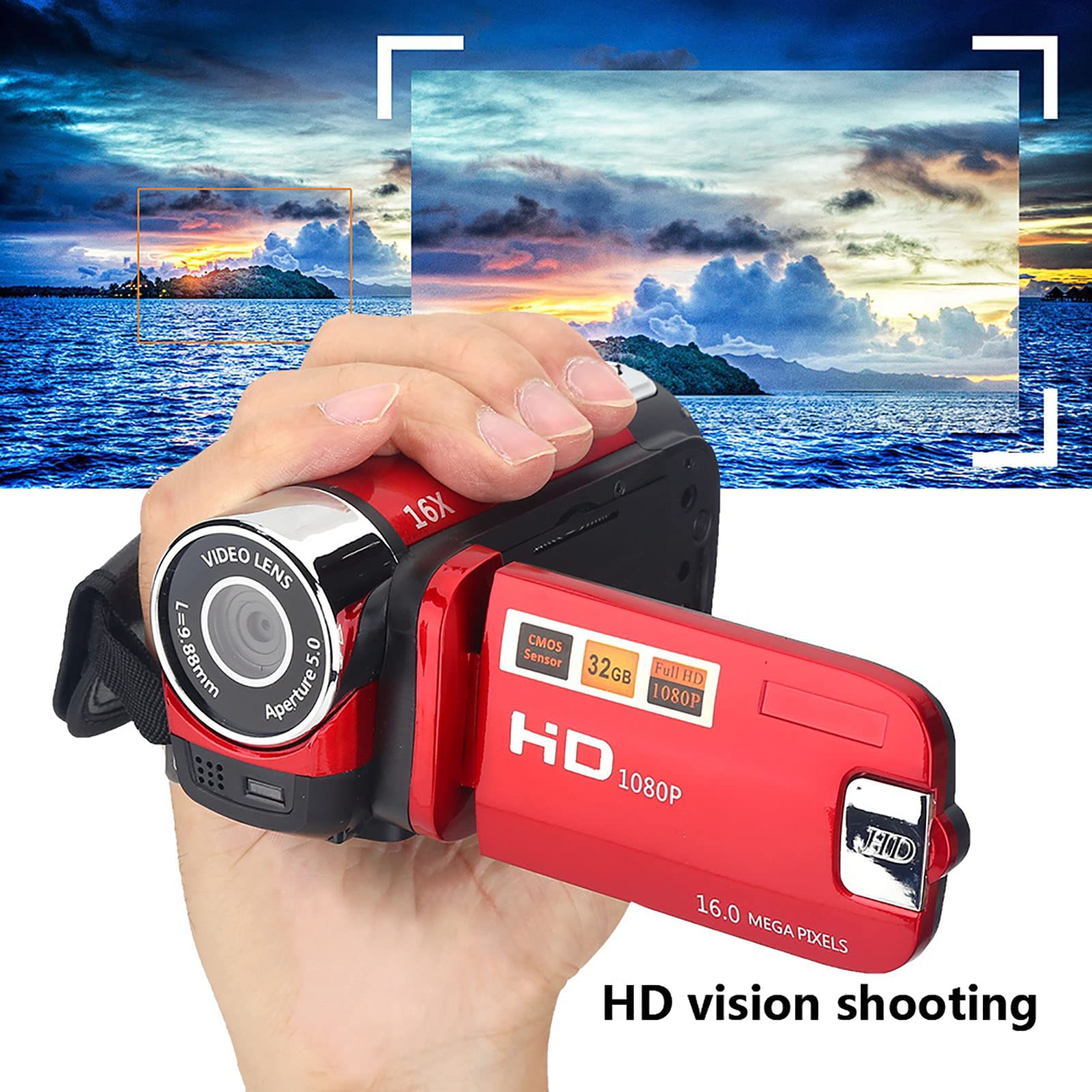 Foto 3 pulgar | Videocámara Fosa Video Dv Full Hd 16x Vintage Handycam Roja - Venta Internacional.