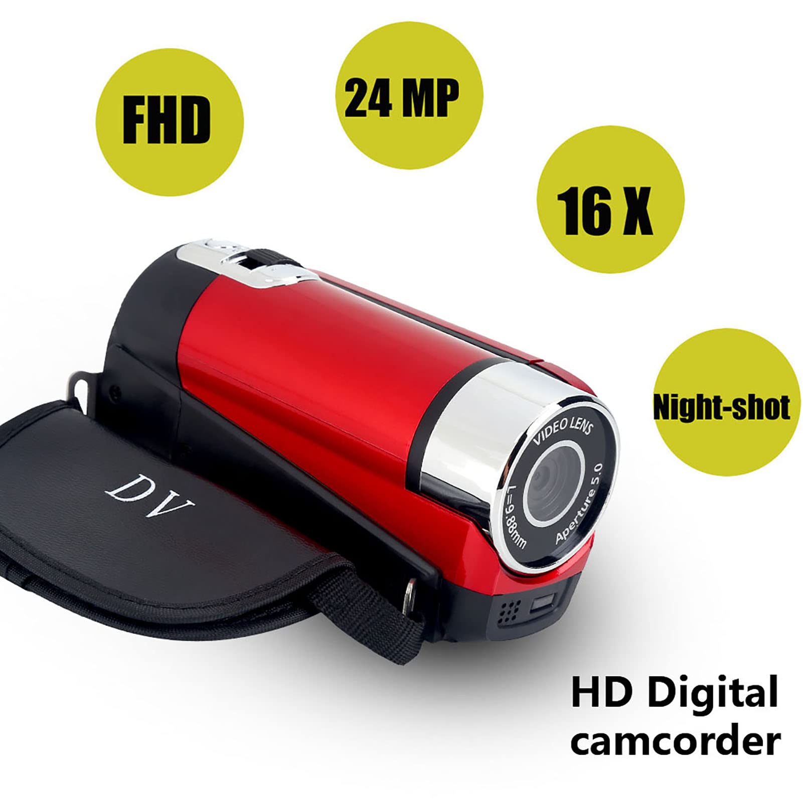 Foto 3 | Videocámara Fosa Video Dv Full Hd 16x Vintage Handycam Roja - Venta Internacional.