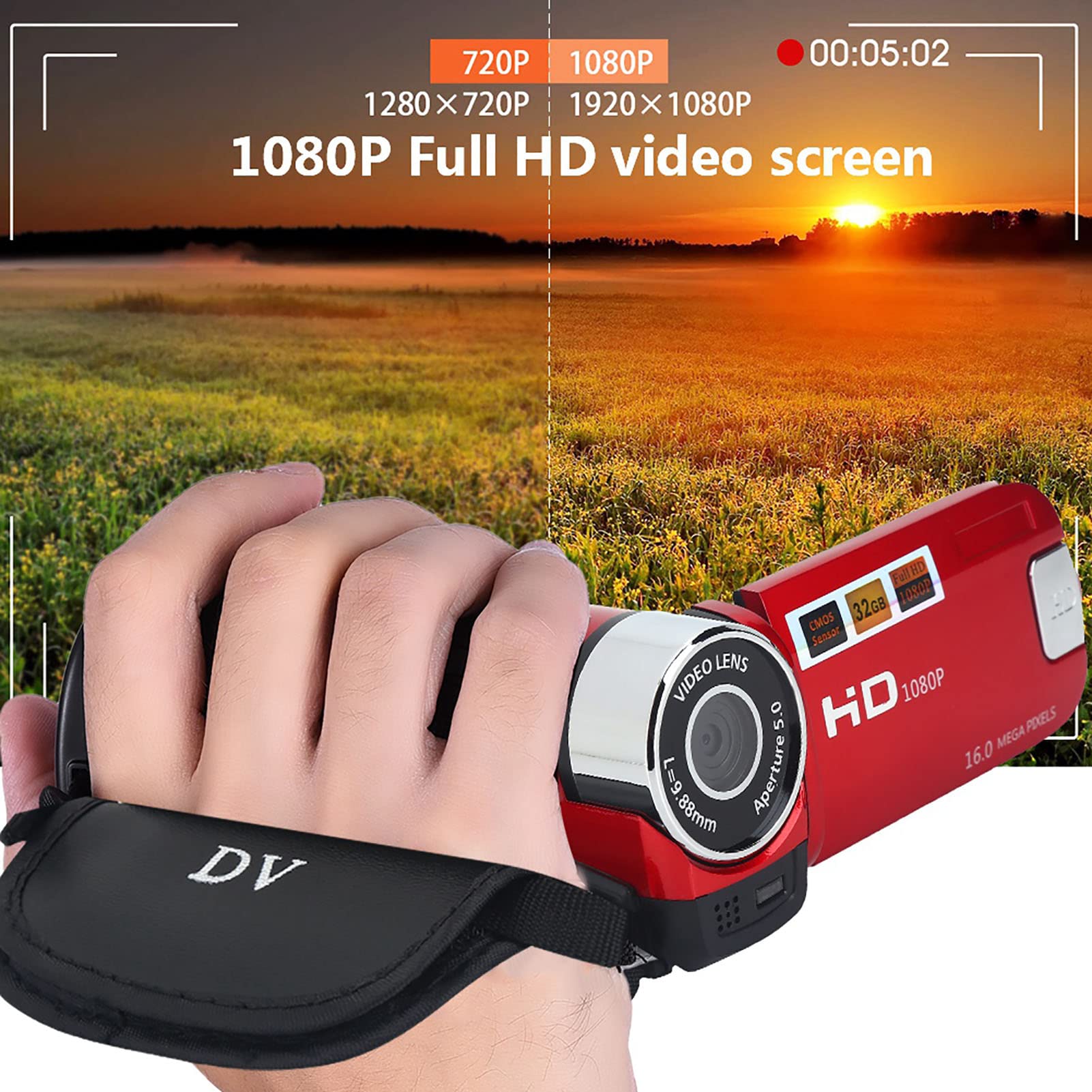 Foto 5 pulgar | Videocámara Fosa Video Dv Full Hd 16x Vintage Handycam Roja - Venta Internacional.
