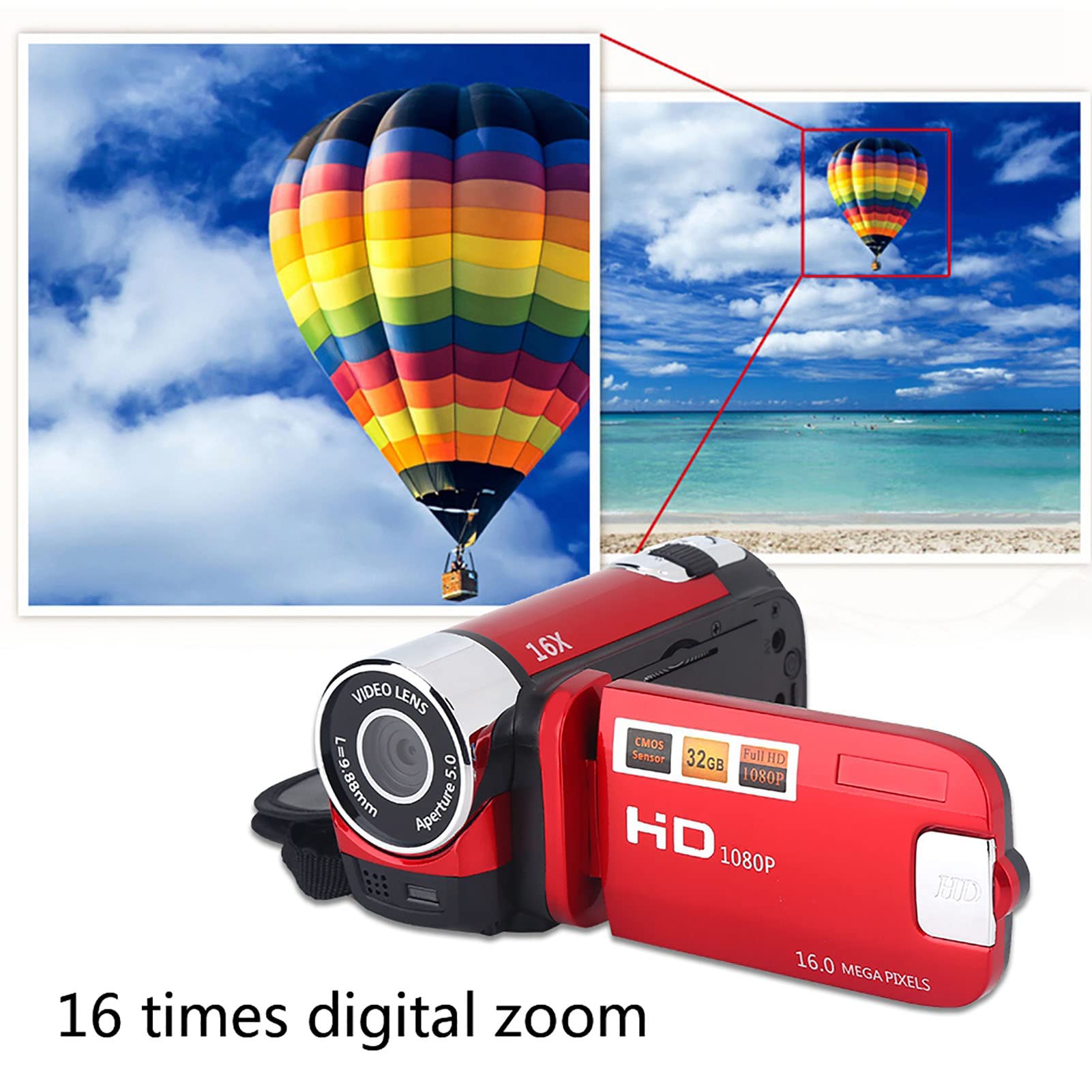 Foto 6 pulgar | Videocámara Fosa Video Dv Full Hd 16x Vintage Handycam Roja - Venta Internacional.