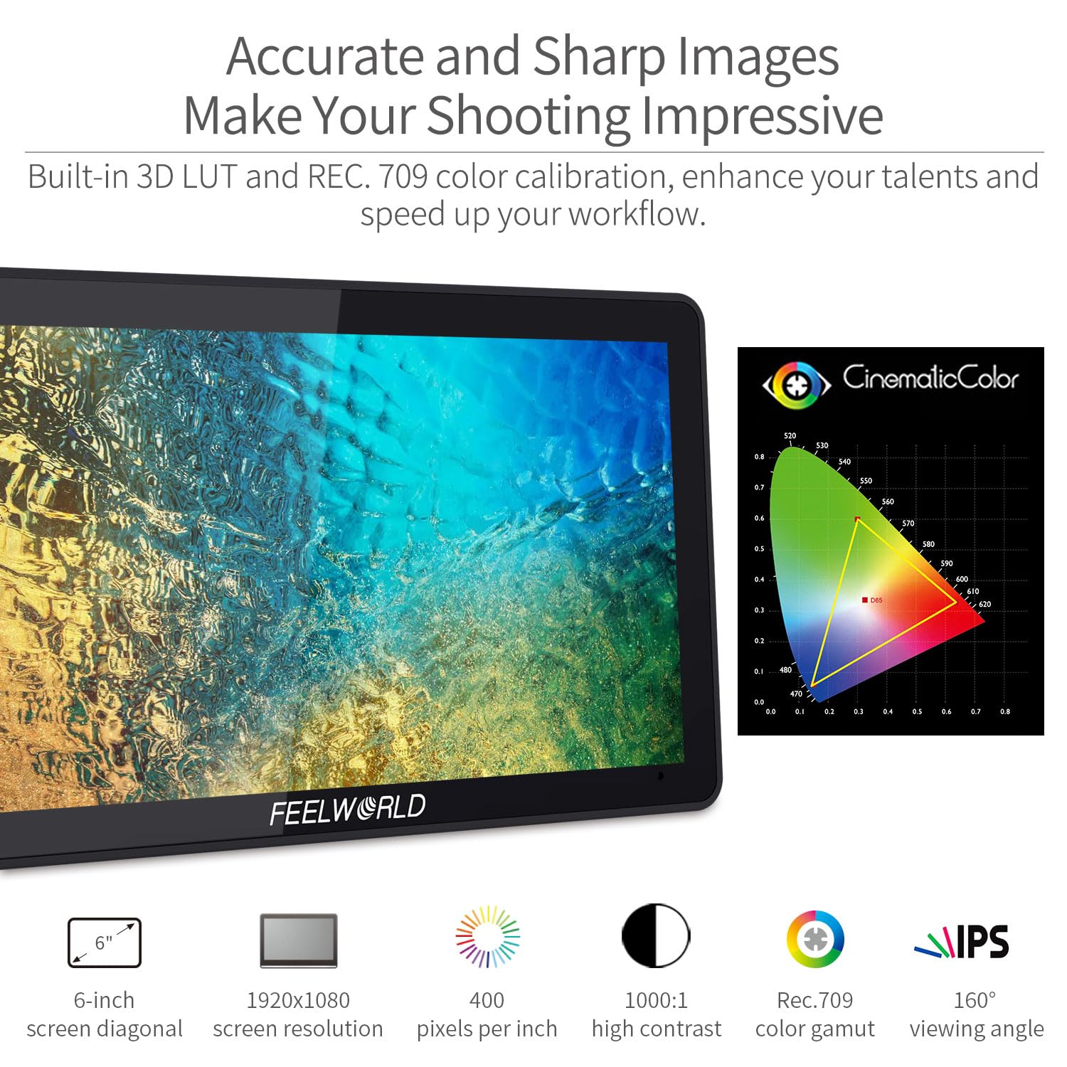 Foto 4 | Cámara Y Monitor De Campo Feelworld F6 Plus V2 De 6 Pulgadas Con Batería - Venta Internacional.