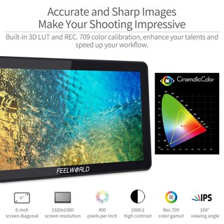 Foto 4 | Cámara Y Monitor De Campo Feelworld F6 Plus V2 De 6 Pulgadas Con Batería - Venta Internacional.