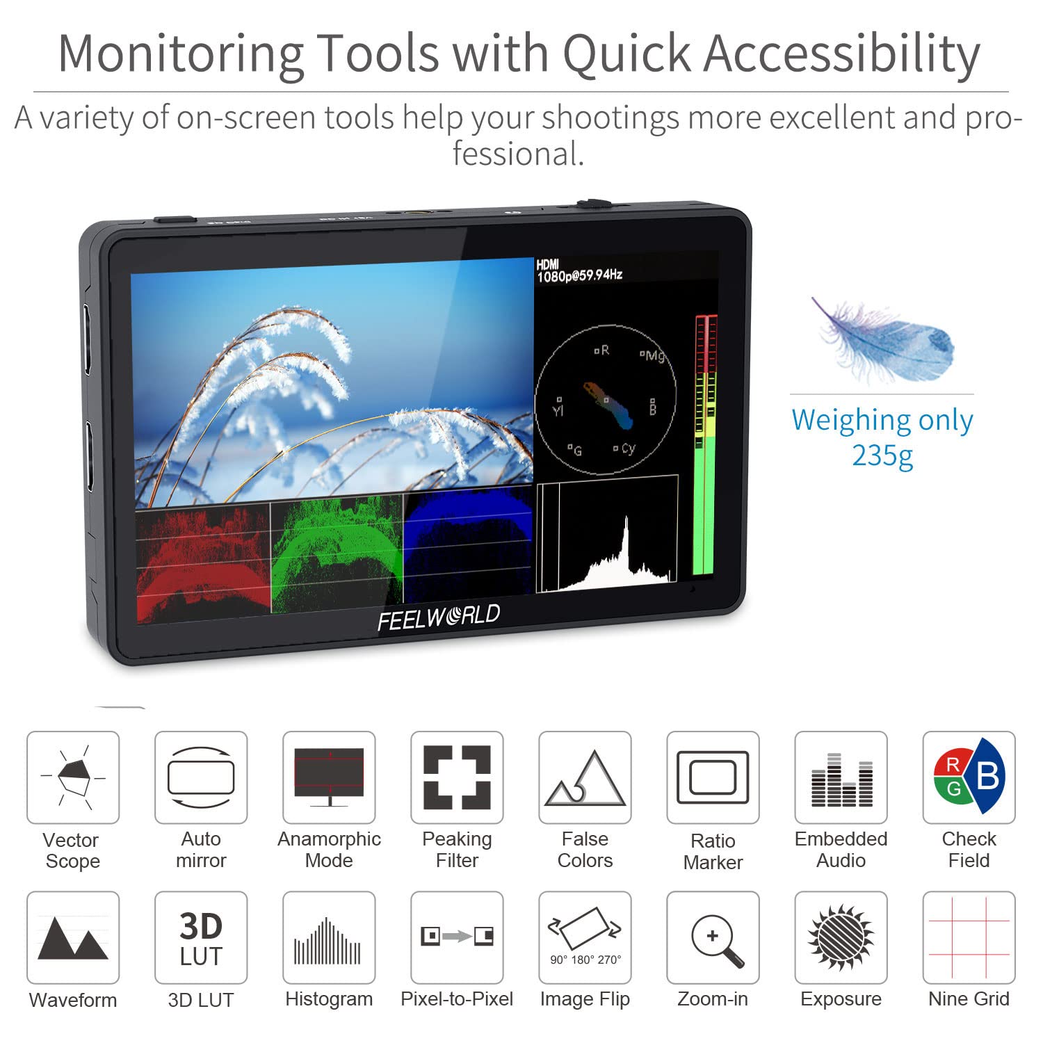 Foto 6 pulgar | Cámara Y Monitor De Campo Feelworld F6 Plus V2 De 6 Pulgadas Con Batería - Venta Internacional.