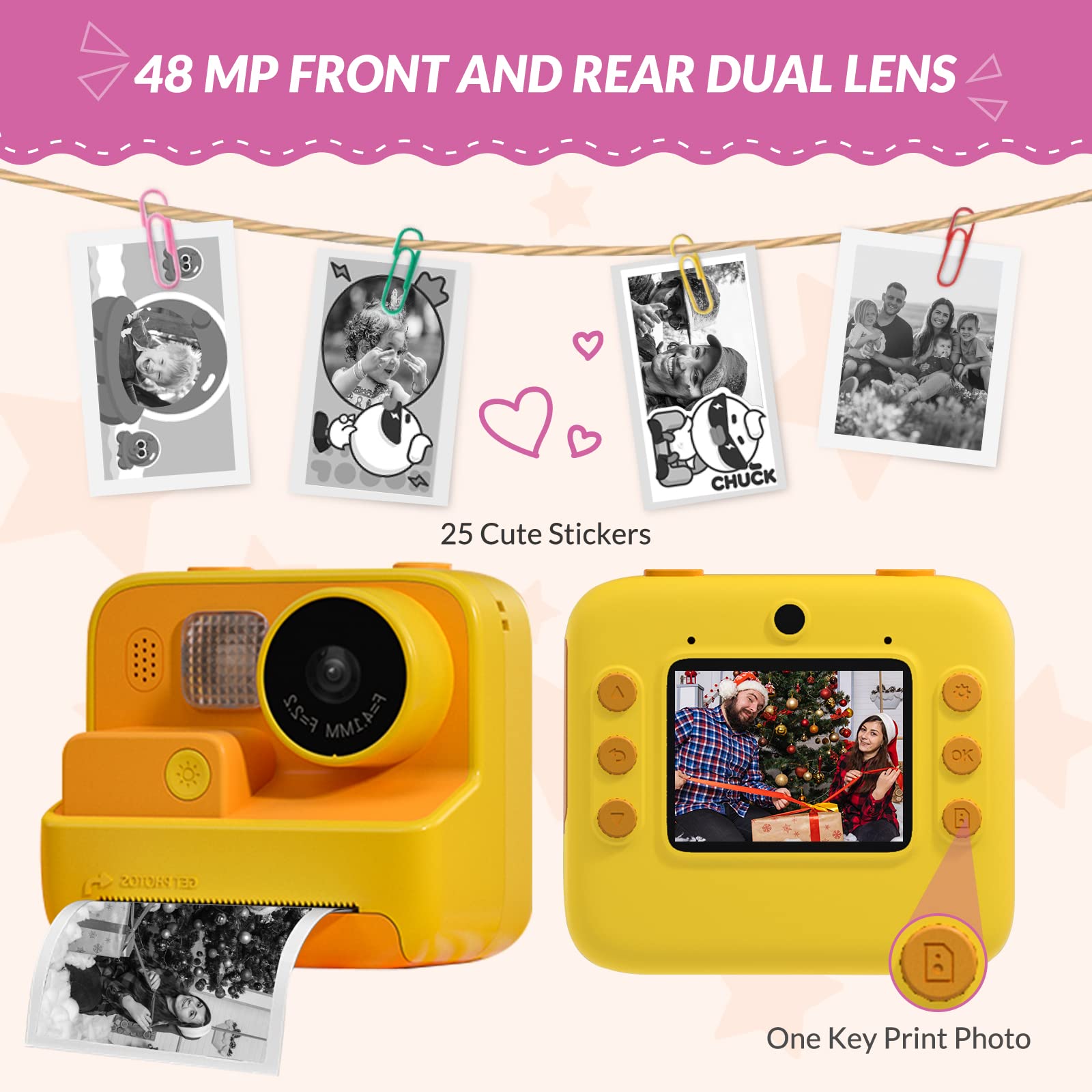 Foto 4 pulgar | Cámara Mafiti Kids Instant Print, 48 Mp, Vídeo Para Selfies Y 1080p - Venta Internacional.