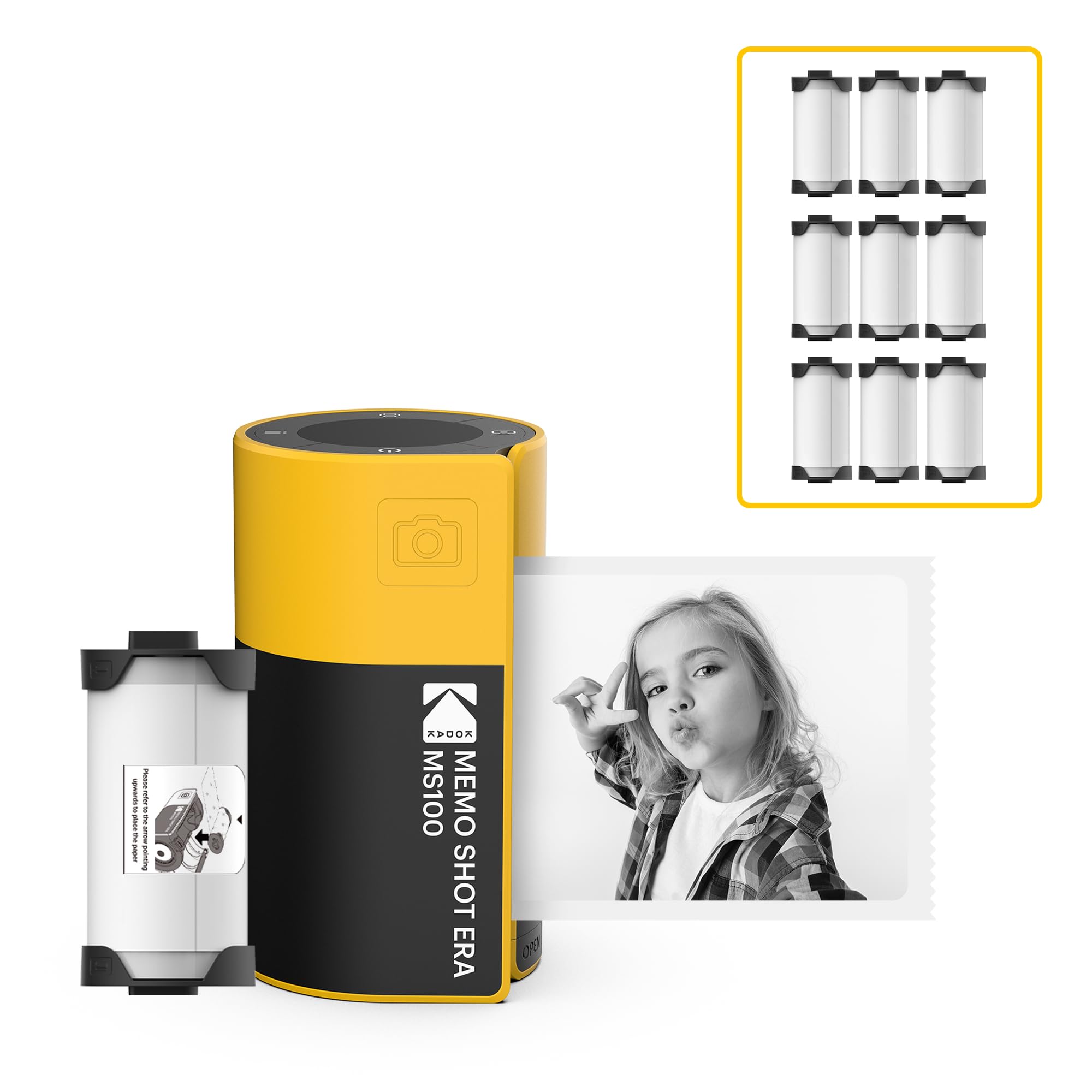 Foto 1 | Cámara Digital Instantánea E Impresora De Etiquetas Fotográficas Kodak Memo Shot Era Kids Yellow - Venta Internacional
