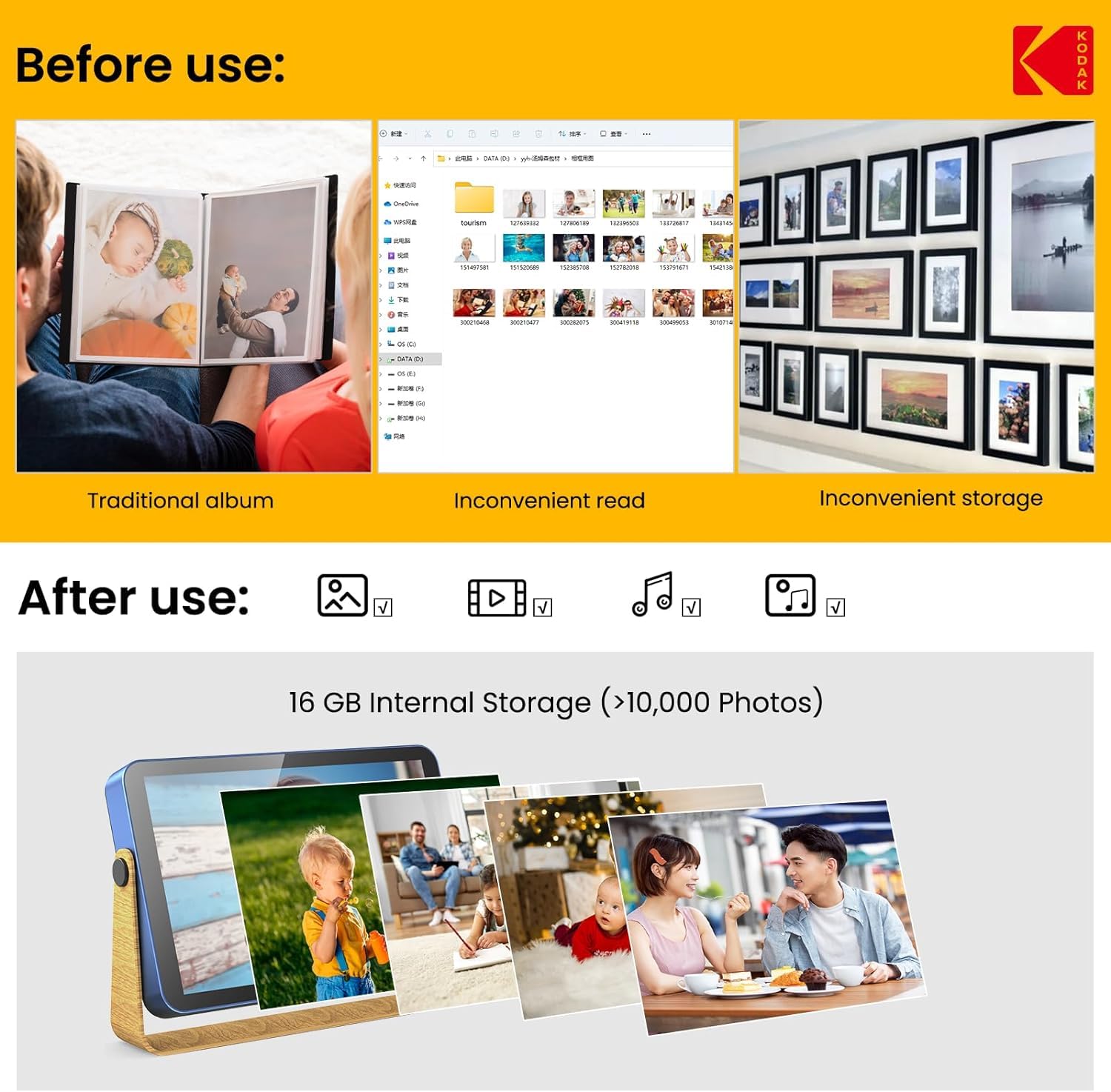Foto 4 | Marco De Fotos Digital Kodak Wifi De 10,1 Pulgadas Y 16 Gb Con Batería - Venta Internacional.