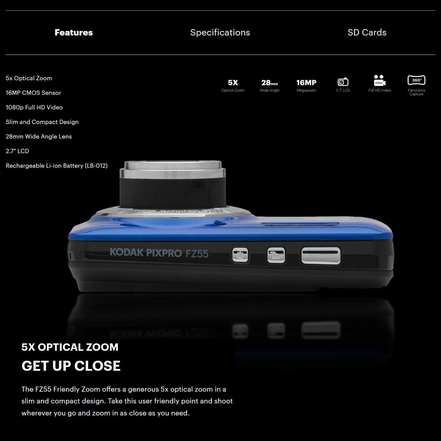 Foto 4 | Cámara Digital Kodak Pixpro Friendly Zoom Fz55 (azul) - Venta Internacional.