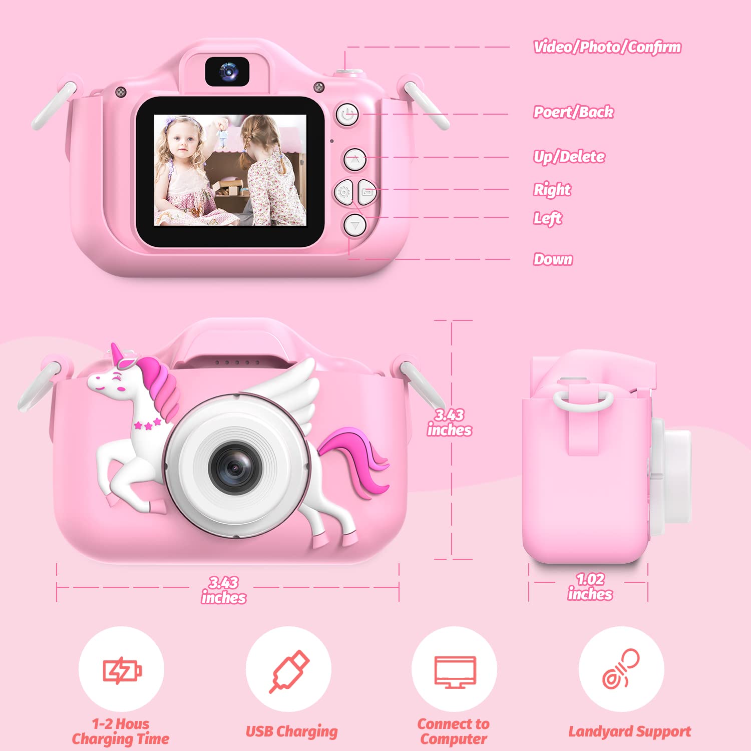 Foto 7 pulgar | Cámara Infantil Outuvas Para Niñas De 3 A 12 Años Con Tarjeta Sd De 12 Mp Y 32 Gb - Venta Internacional.