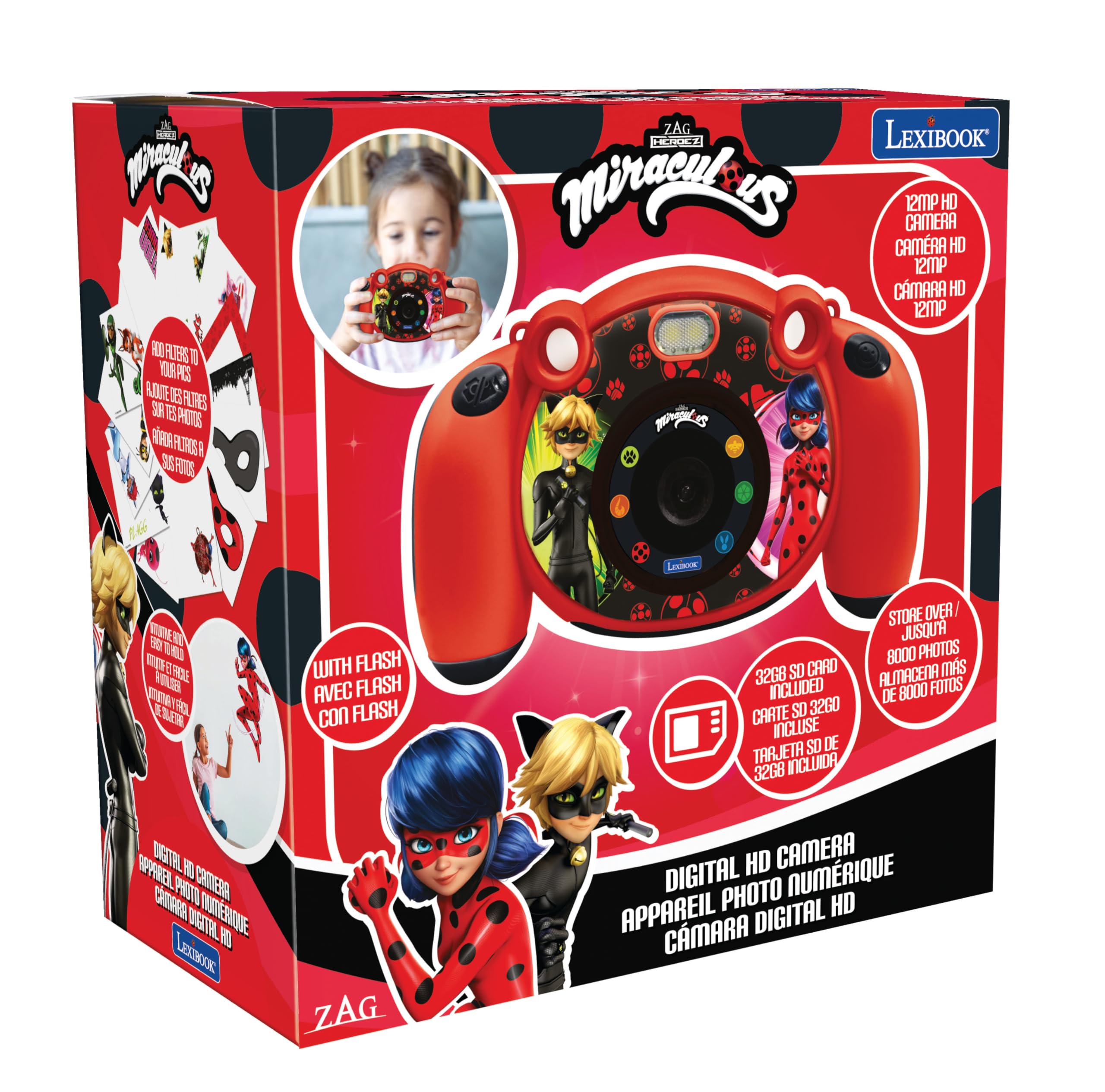 Foto 7 pulgar | Cámara Lexibook Miraculous 4 En 1 Para Niños Con Tarjeta Sd De 32 Gb Incluida - Venta Internacional.