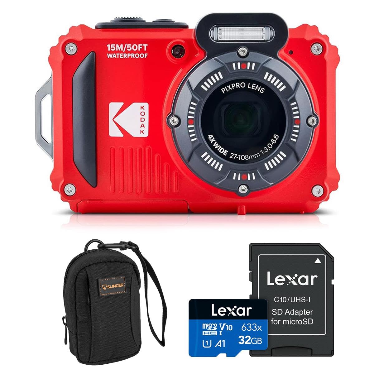 Foto 1 | Cámara Impermeable Kodak Pixpro Wpz2 16mp Full Hd, Roja - Venta Internacional.