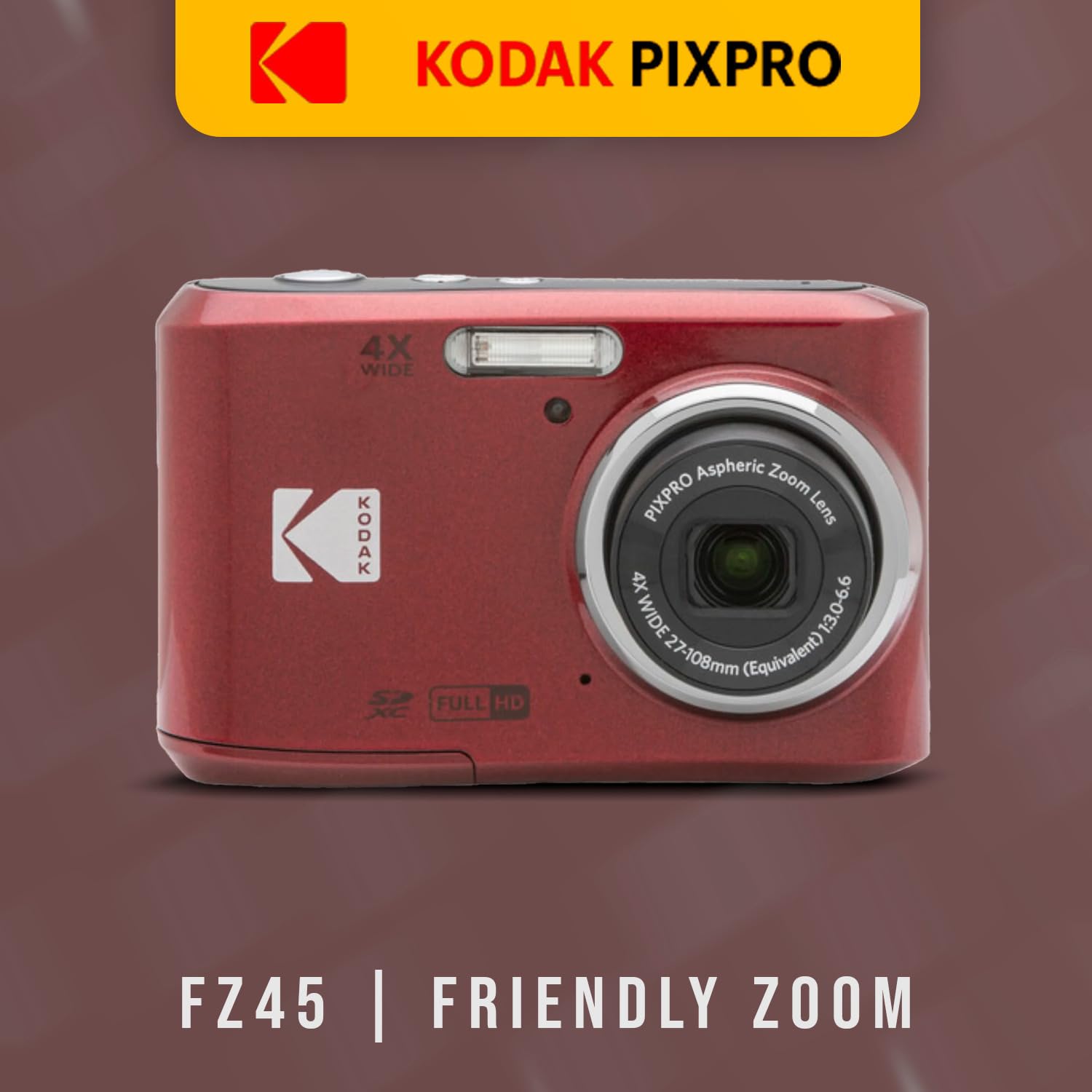 Foto 4 pulgar | Cámara Digital Kodak Pixpro Fz45 Friendly Zoom Red + Accesorios - Venta Internacional.