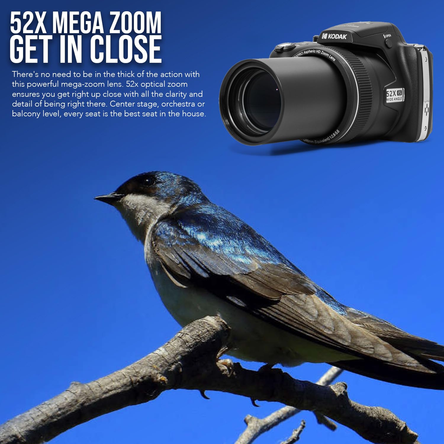 Foto 3 | Cámara Digital Kodak Pixpro Az528 16mp Astro Zoom 52x - Venta Internacional.