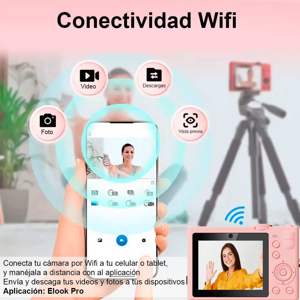 Foto 3 pulgar | Camara Digital Vak F3l 5k 2 Lentes Selfie Aro Luz Wifi 64mp