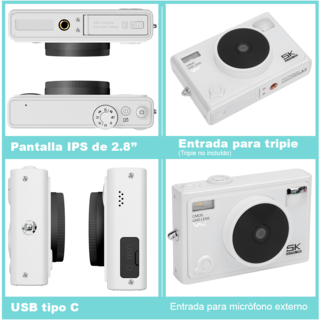 Foto 5 | Camara Digital Vak F3l 5k 2 Lentes Selfie Aro Luz Wifi 64mp