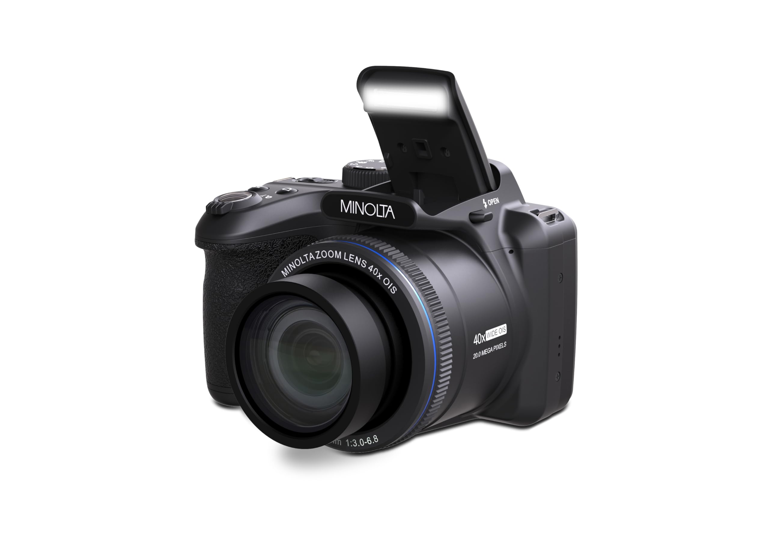 Foto 1 | Cámara Digital Minolta, 20mp, Zoom 40x, 1080p, Fhd, Vídeo Negra - Venta Internacional.