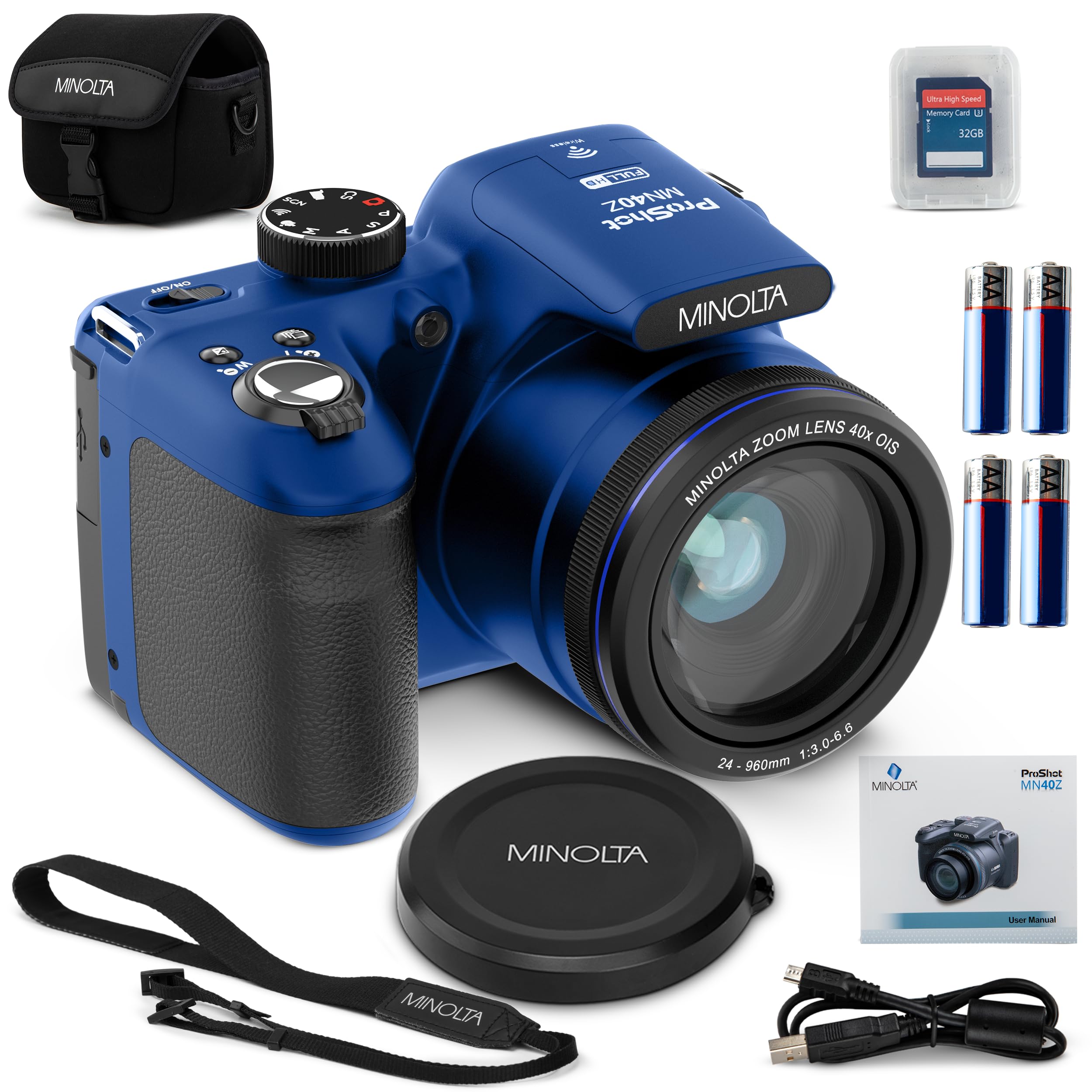 Cámara Digital Minolta Mn40z 20mp 40x Zoom 1080p Fhd Azul - Venta Internacional.