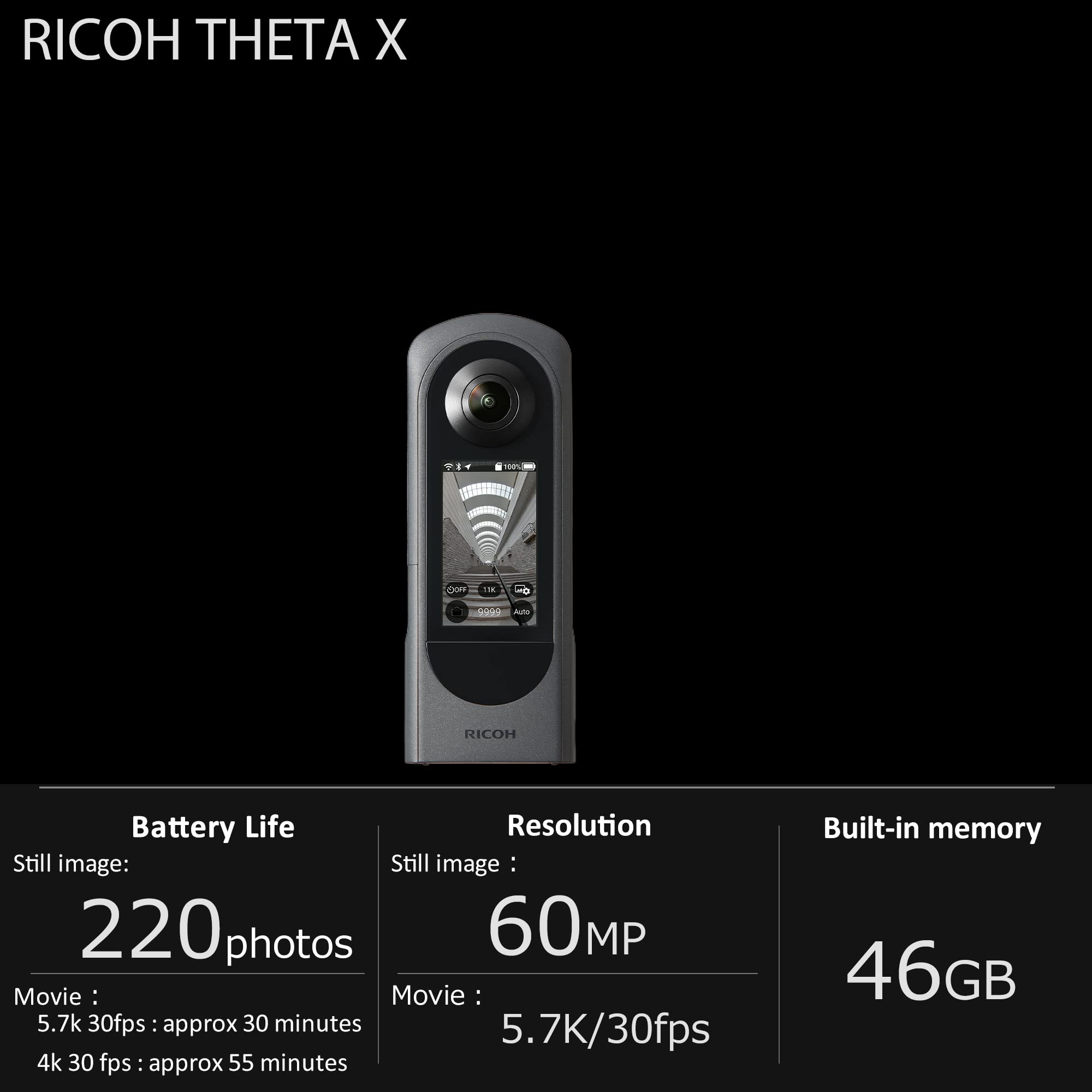 Foto 3 pulgar | Cámara De 360° Ricoh Theta X 11k  Vídeo De Alta Resolución De 60 Mp Y 5 7 K - Venta Internacional.