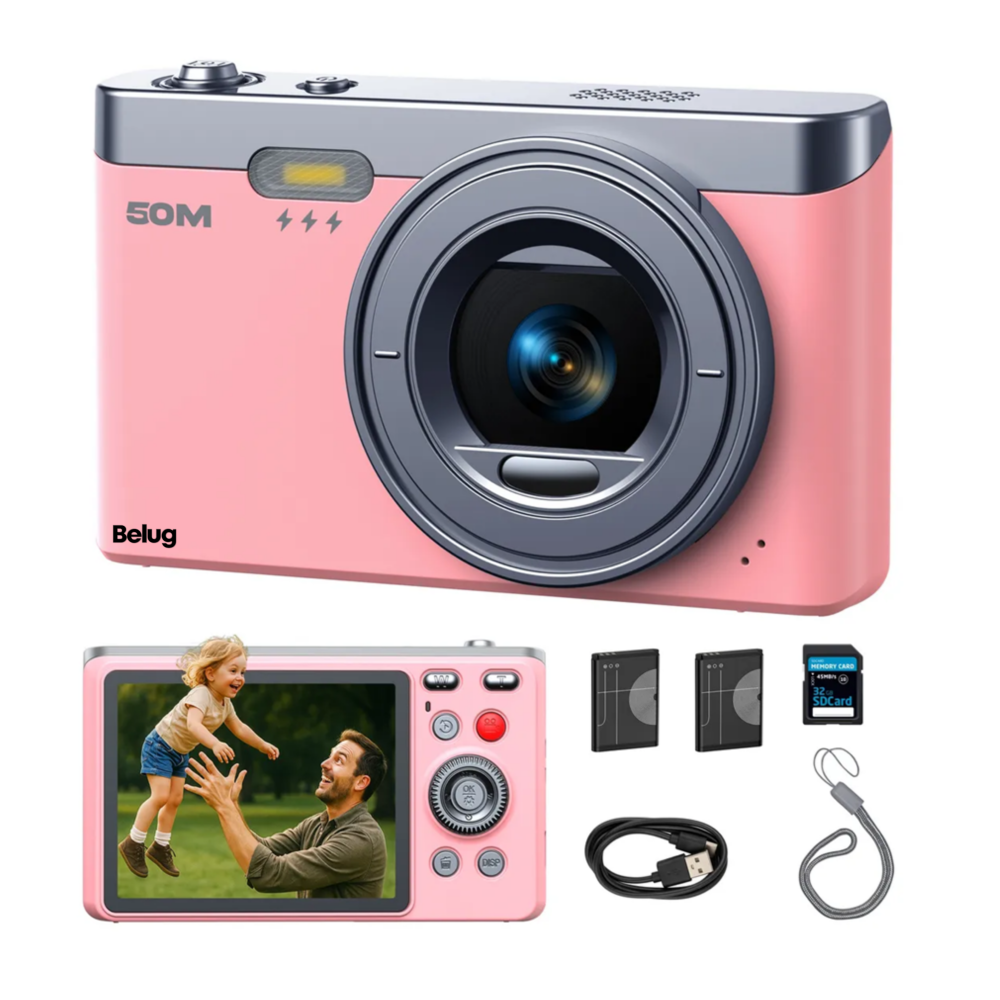 Foto 2 | Cámara Digital 50mp 2k Autofoco Principiante +32gb Belug  Rosa