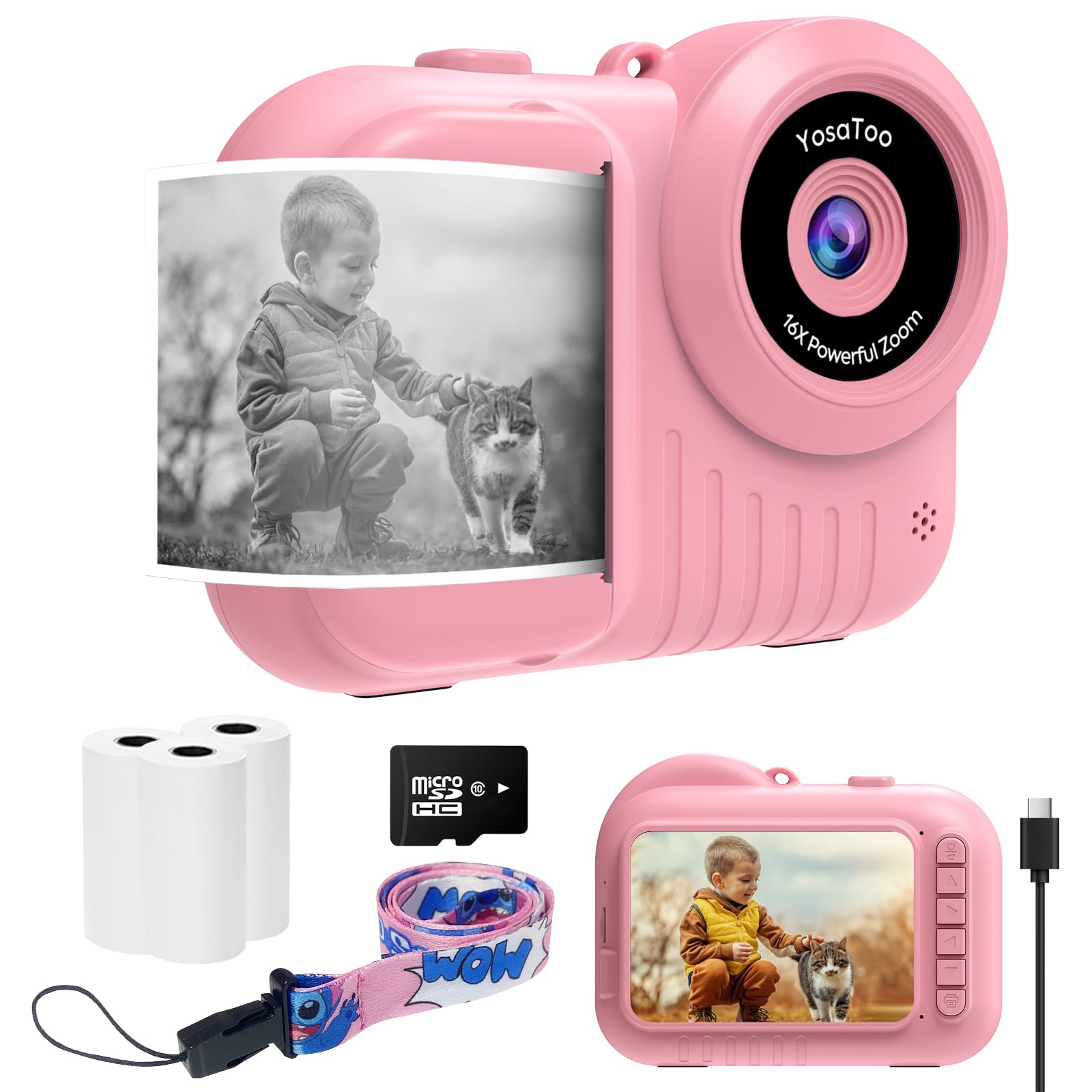 Foto 1 | Cámara De Impresión Instantánea Yosatoo Kids Con Pantalla De 3 5 Pulgadas Y 3 Rollos - Venta Internacional.