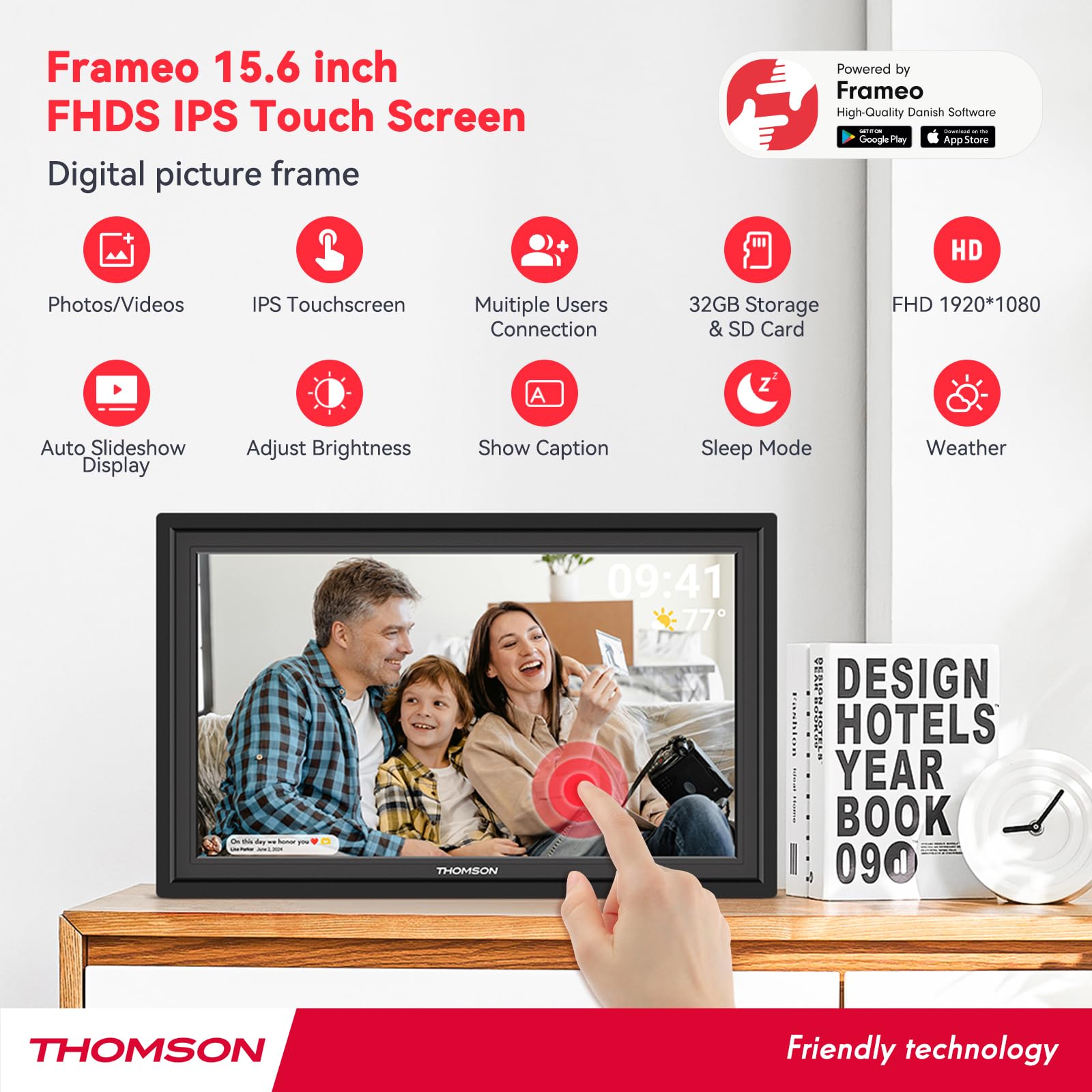 Foto 2 | Marco De Fotos Digital Thomson Frameo 15.6'' Wifi 32gb - Venta Internacional.