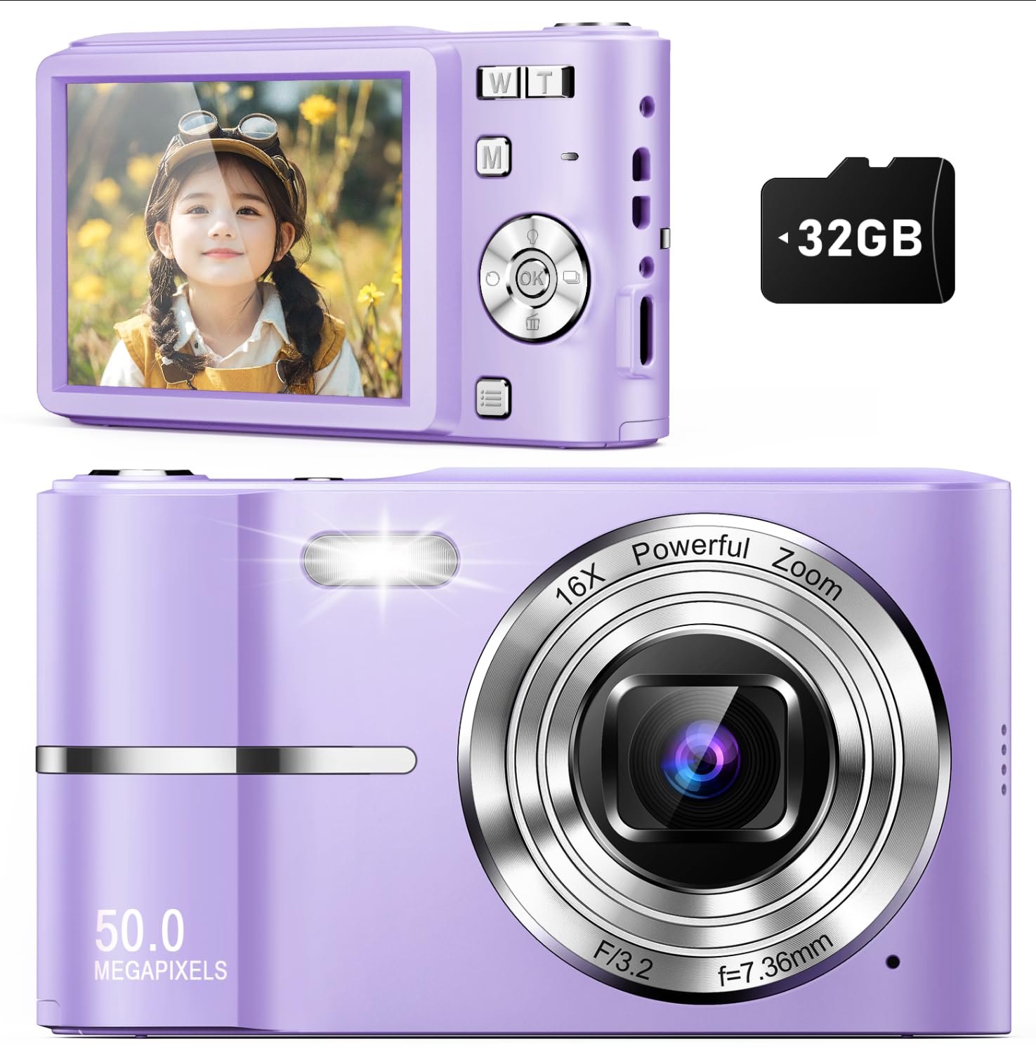Foto 1 | Cámara Digital Qumcou 50mp Full Hd 1080p 16x Zoom Púrpura - Venta Internacional.