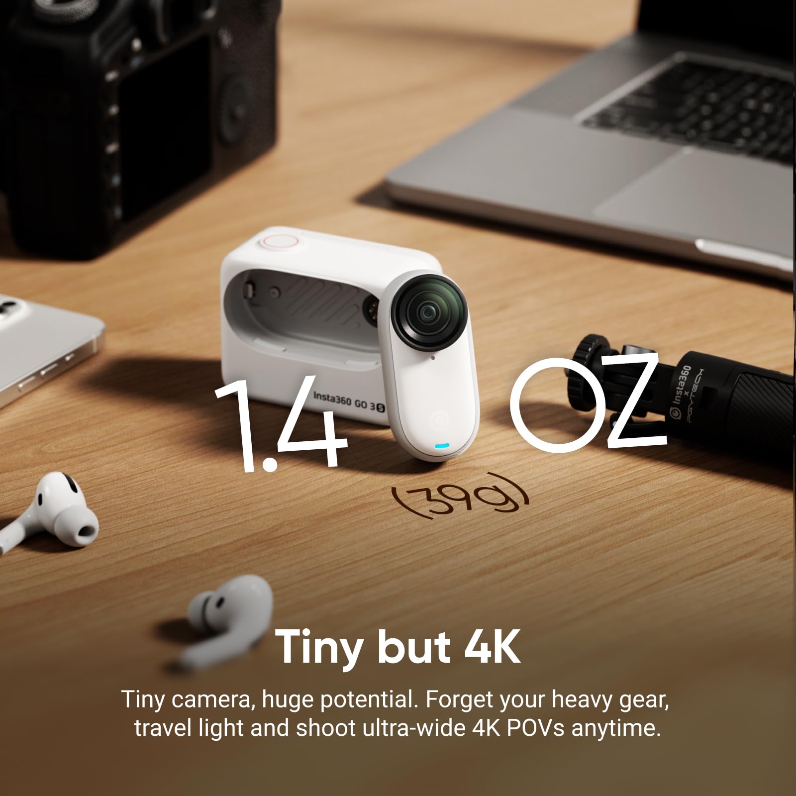 Foto 3 pulgar | Cámara De Vlogs Insta360 Go 3s 4k De 64 Gb Con Batería De 140 Min  Color Blanco - Venta Internacional.
