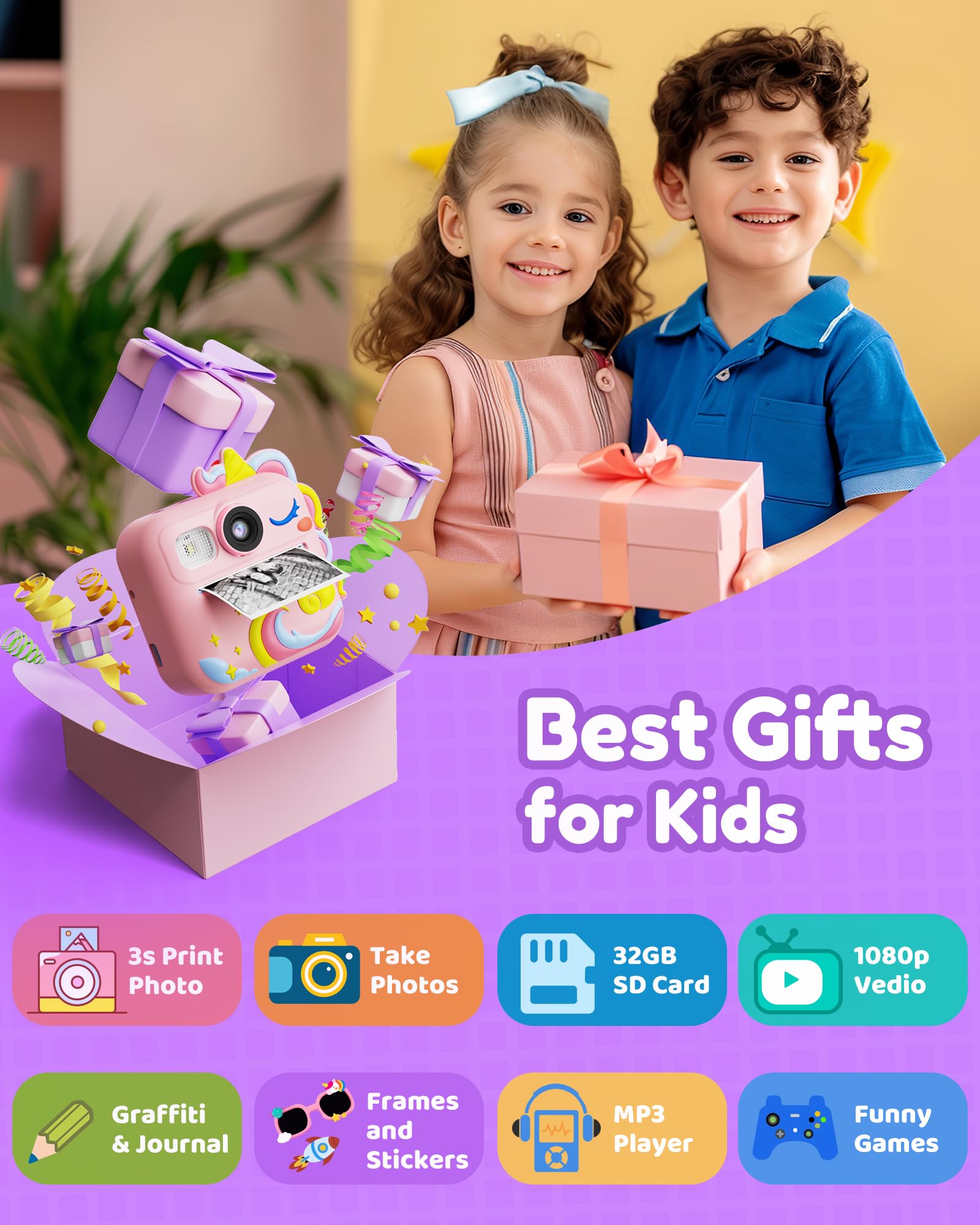 Foto 2 | Cámara Para Niños Kokodi  Impresión Instantánea  Vídeo Digital  De 3 A 12 Años - Venta Internacional.