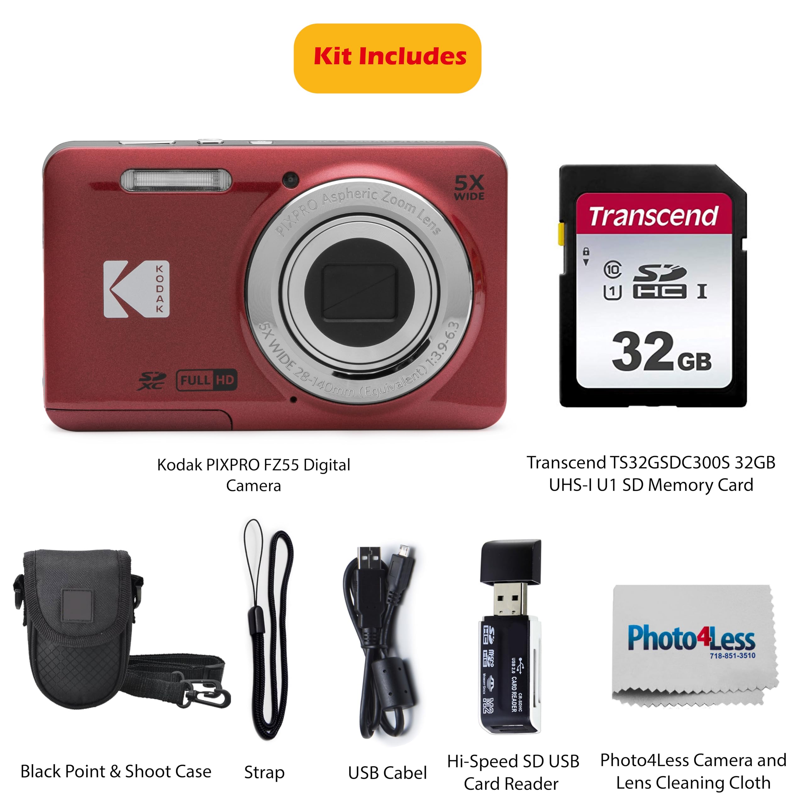 Foto 3 pulgar | Cámara Kodak Pixpro Fz55 Digital De 16 Mp Para Apuntar Y Disparar  Color Rojo - Venta Internacional.